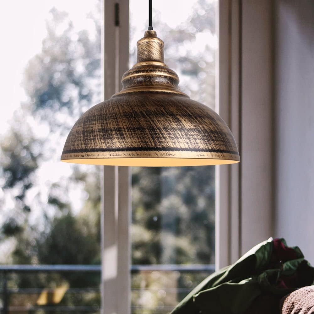 Idegu Pack of 2 Pendant Light Industrial Vintage Pendant Lamp E27 Retro Lamp Metal Pendant Lamp for Kitchen Dining Room Living Room Restaurant Diameter 29 Cm (Bronze) - Silver Rust image number 2