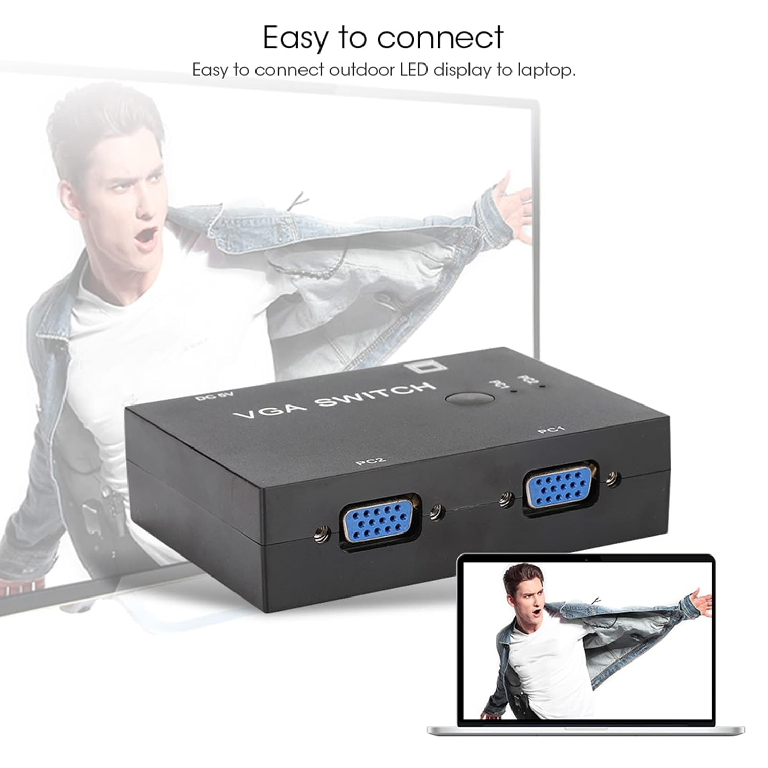 MENDUNER VGA Splitter Computer Accessory, 2-In-1 Out 2 Port Switcher, HD Display Accessories for Host Switch, VGA Video Sharing Selector Adapter Support XVGA, SVGA, UXGA image number 3