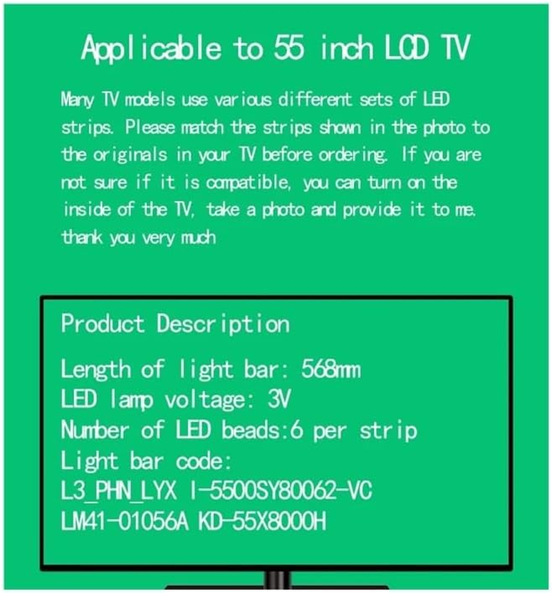 10PCS LED Backlight Strips 6LED for S-Ony 55 Inch KD-55XH8096 KD-55XH8196 XBR-55X800H I-5500SY80062-VC YSAS055CN001 LM41-01056A image number 3