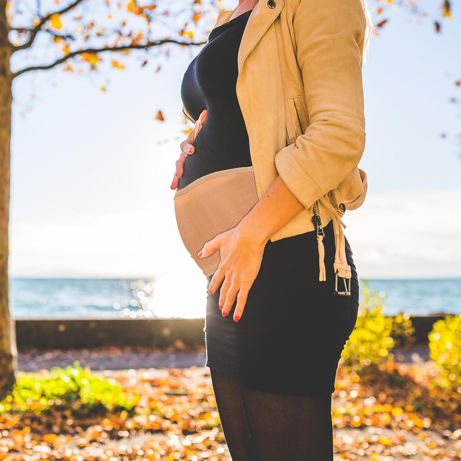 Breathable Maternity Belt Adjustable Abdomen Brace for Pregnancy Belly Support Band Relieves Back Pelvic Pressure Pregnancy over Belly Bump Support image number 1