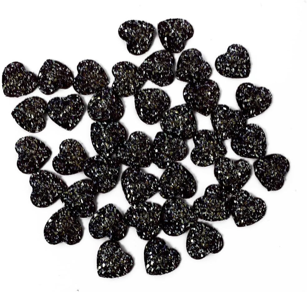 40PCS 14Mm Silver Heart Flatback Rhinestones - 1.5Mm Thick Heart Shape Resin Crystal Diamante with Adhesive Backing, Festival Embellishments for Nail Art, Face Decor, Embellishments for Crafts(Silver)