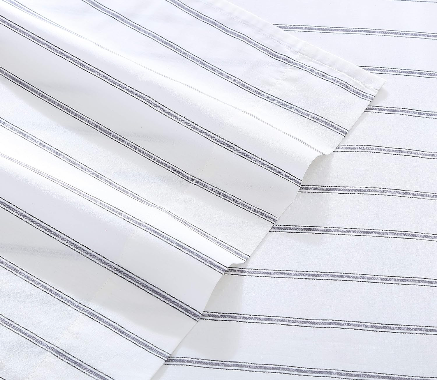 Stone Cottage - Queen Sheets, Cotton Percale Bedding Set, Crisp & Cool Home Decor (Trenton Stripe Grey, Queen) image number 5