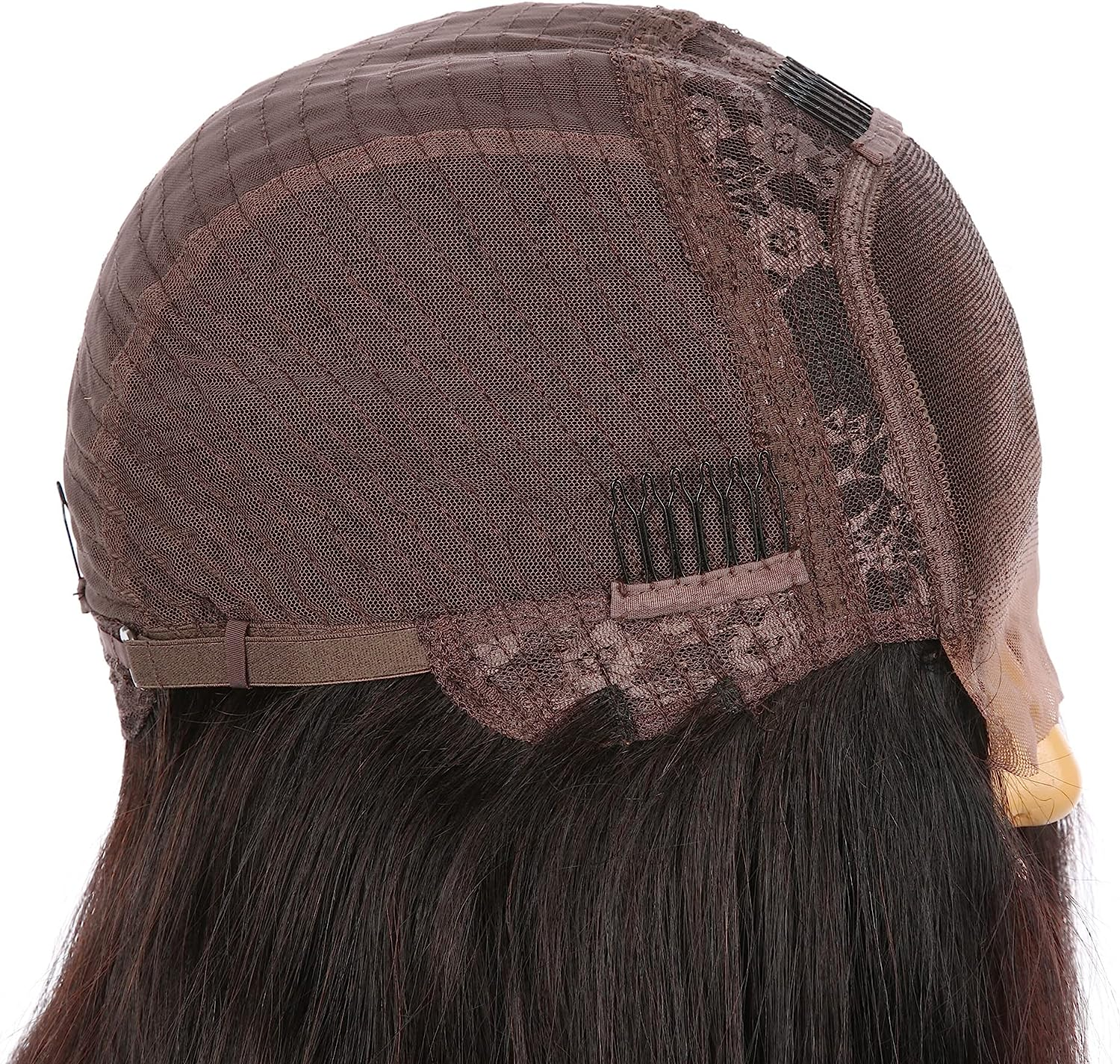 Natural Brown Black 100% Human Hair 4-4 Lace Closure Women Wig, 14 Inch Short Shoulder Length Bob Style Brazillian Hair 150% Density with Baby Hair,Hand Made Wig image number 2