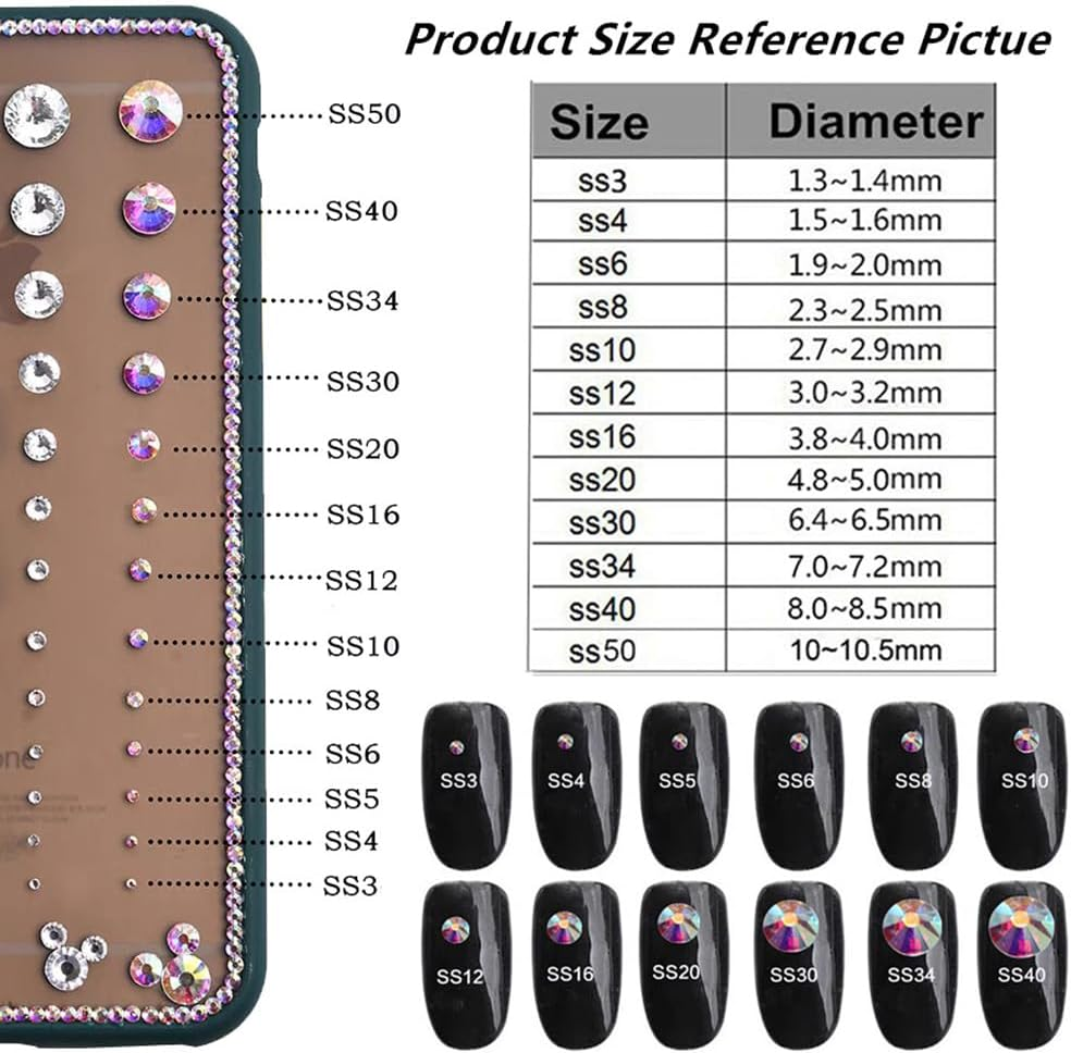 1440 Pieces Crystal AB SS12 Hotfix Rhinestones 3Mm Flatback Rhinestones for Clothes Shoes Crafts - Crystal Clear image number 3