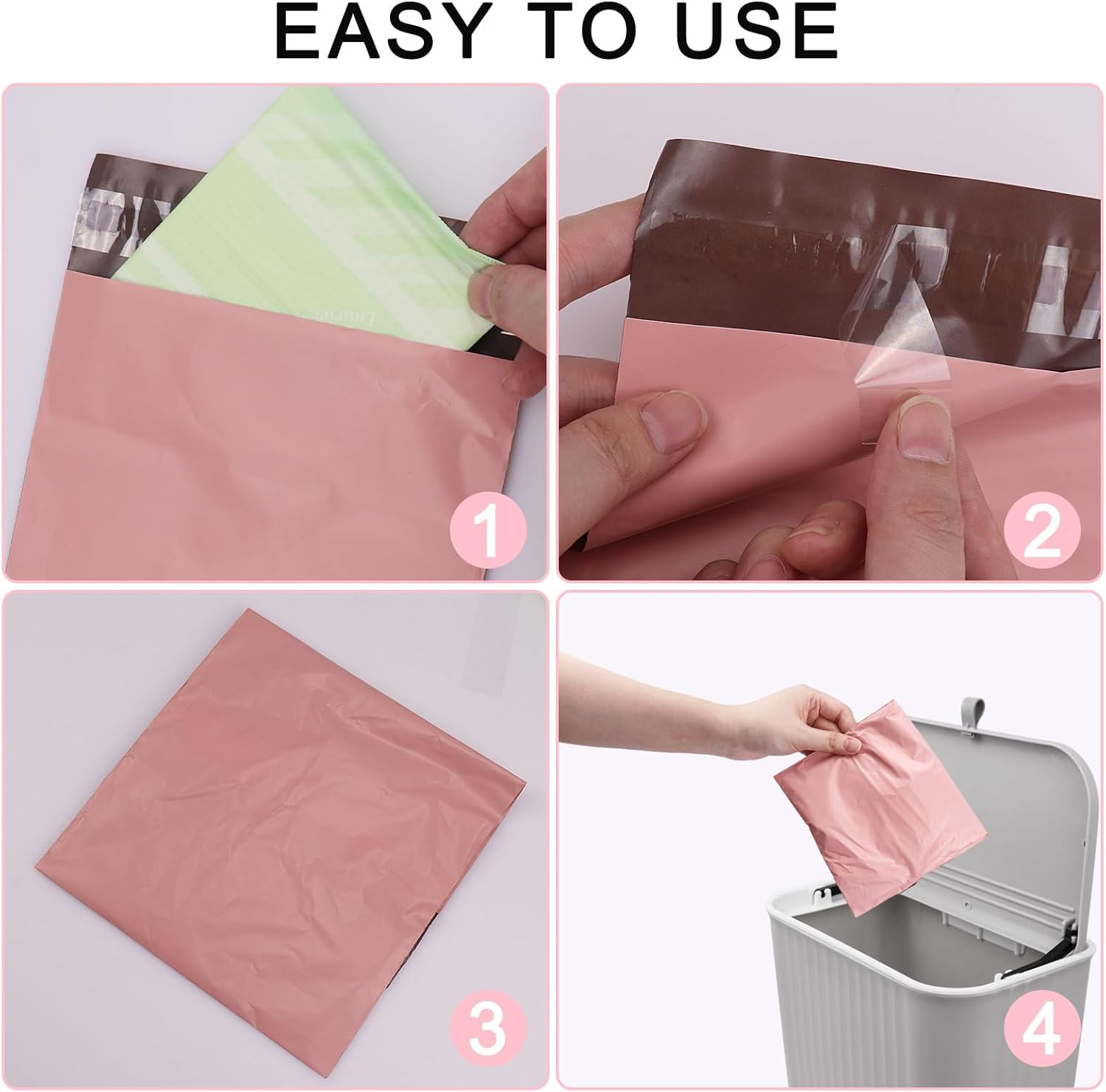 Women Sanitary Disposal Bags Pack of 100, Pink Opaque Feminine Pads Disposal Bags 6X10.6 Inch Period Trash Bags with Storage Bag image number 1