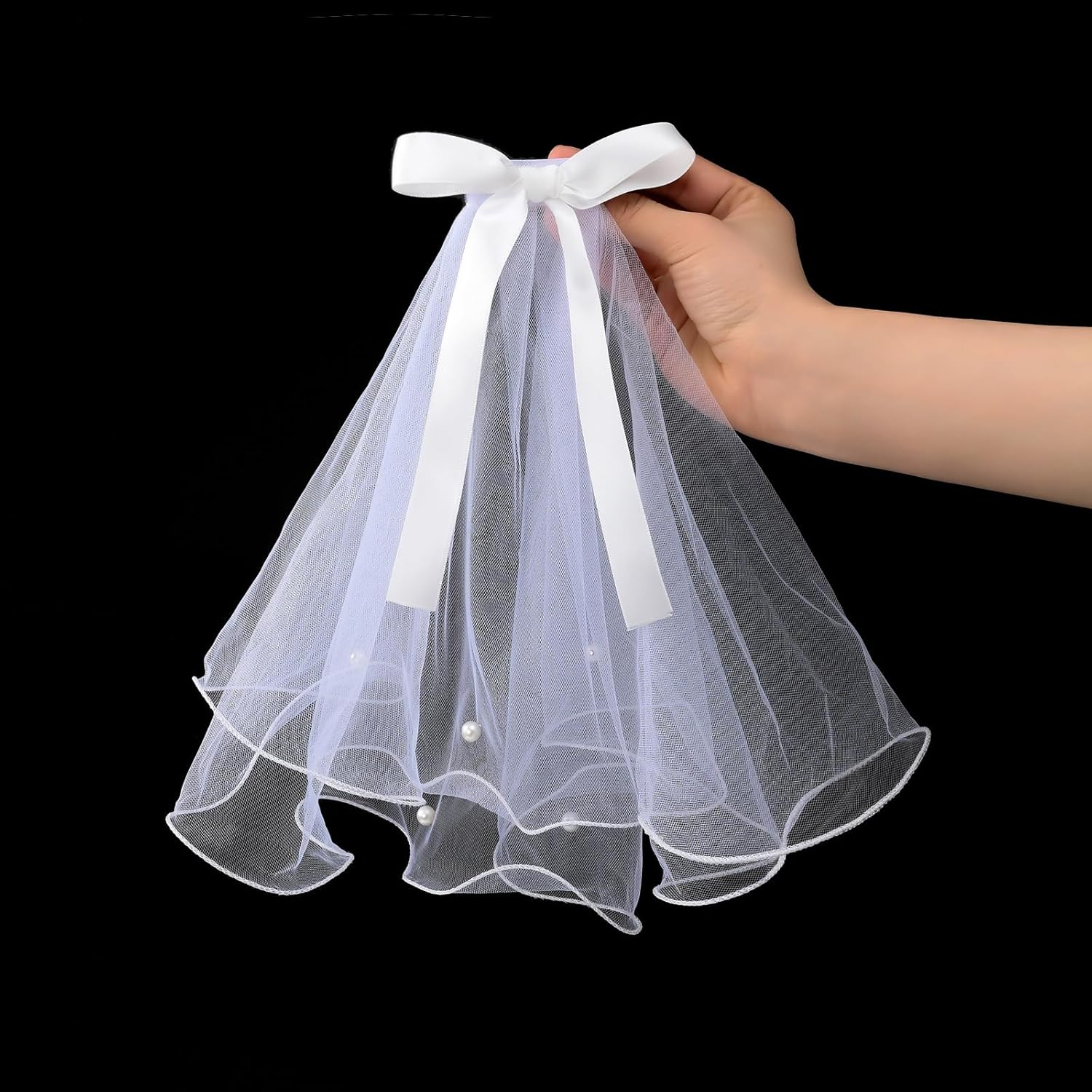 Big Bow Hair Clips for Dog, Wedding Veil with Pearl Bridal Dog Headdress for Valentine'S Day Wedding Party Costum image number 1