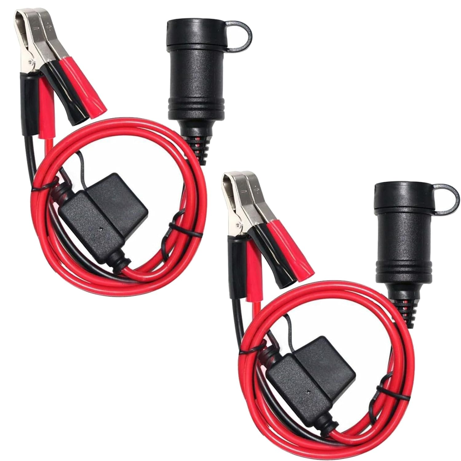 12V Car Cigarette Lighter Socket Female Alligator Clips with 14AWG Cable 15A Fuse 14AWG 3FT 2Pack image number 3