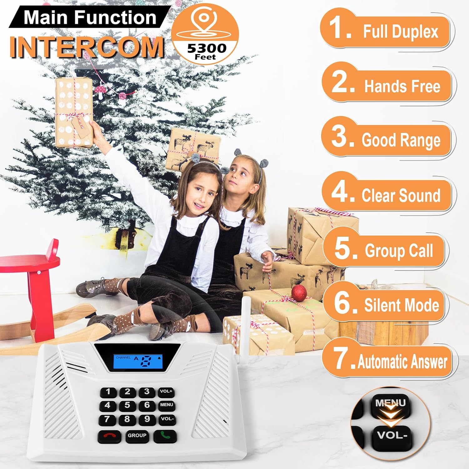 2024 Home Upgrade Wireless Intercoms, 5300Ft Range Hands-Free Intercom, Two-Way Communication Home Intercom System in Time