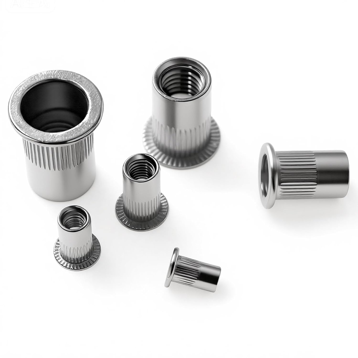 50 PCS M5X1.0 Rivet Nuts Kit, 304 Stainless Steel Threaded Inserts Nutserts for Metal Wood & DIY Electrical Appliances Industrial Assembly (Silver) image number 4