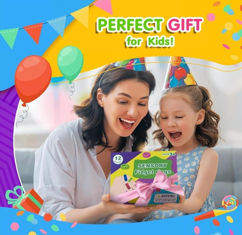 Sensory Fidget Toys for Autism Kids ,12 Pack Quiet Calming Spinner Rings Autism Stress Relief , Students Anxiety Relie image number 3