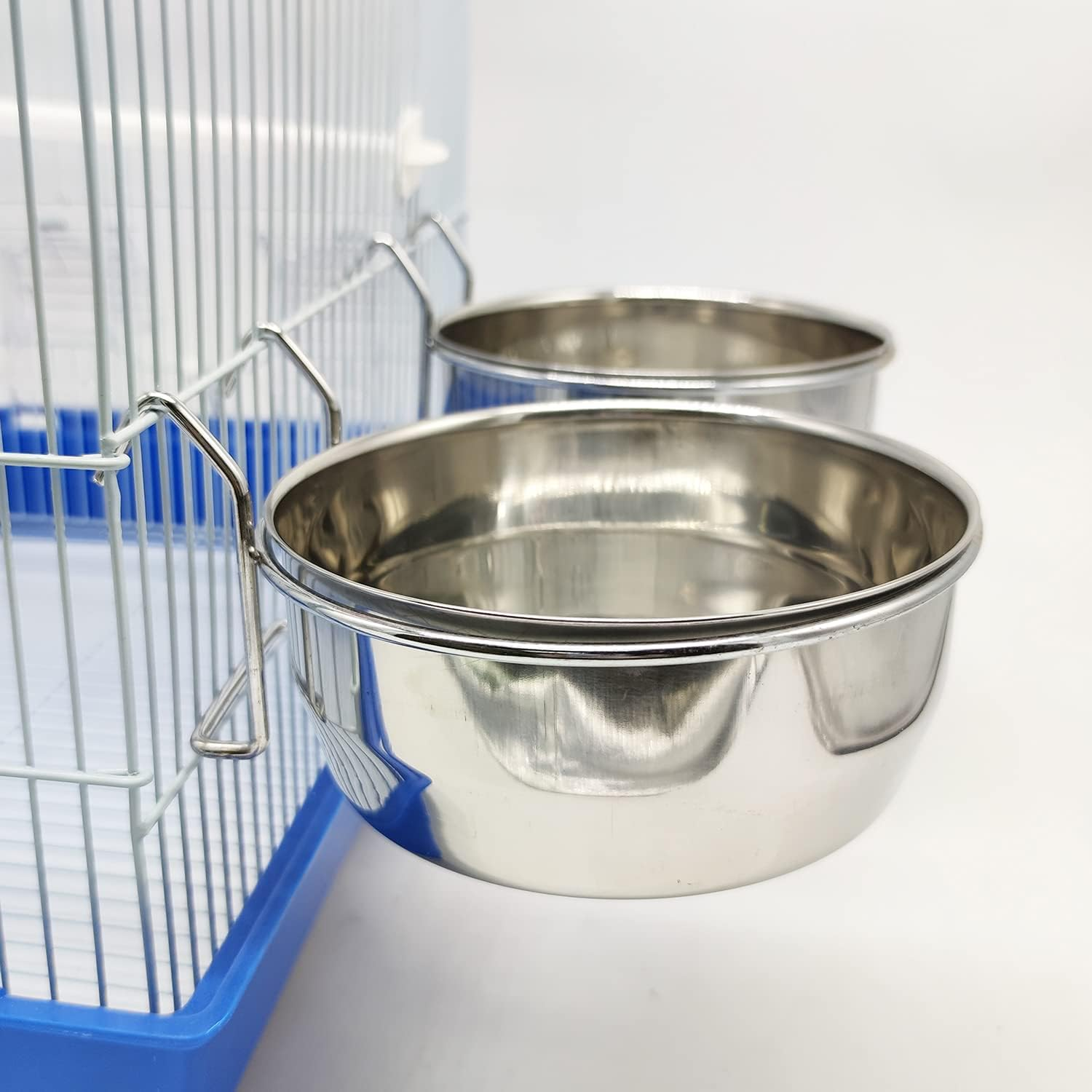 2 X Stainless Steel Food Bowl with Hook Food Container 4 Sizes Pendant for Bird Parrot Small Dog (For Cat) BPS-11131 * 2 - Cat image number 3