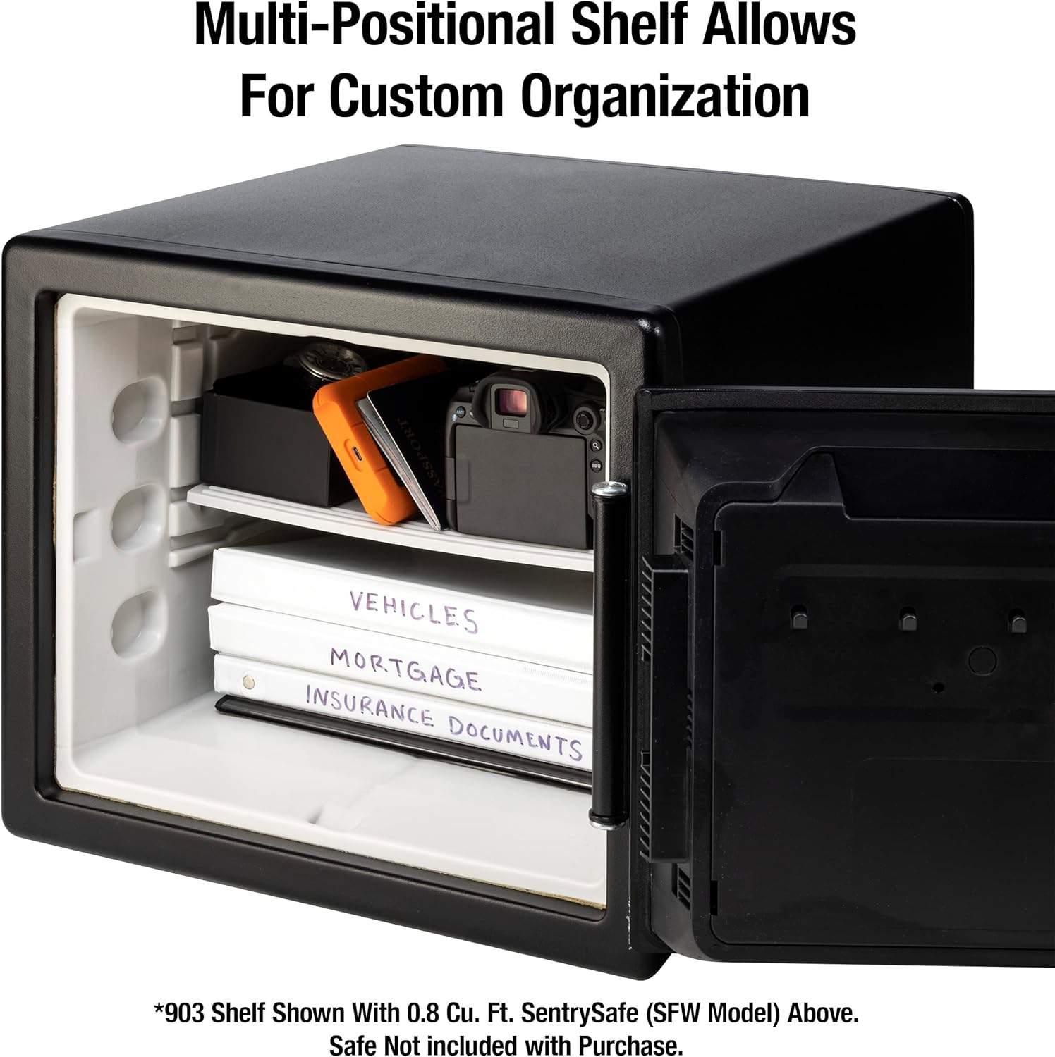 Sentrysafe Shelf Insert for SFW082 and SFW123 Fireproof and Waterproof Safes, Multi-Positional Safe Shelf Accessory for 0.8 and 1.2 Cubic Foot Safes, 903 image number 1