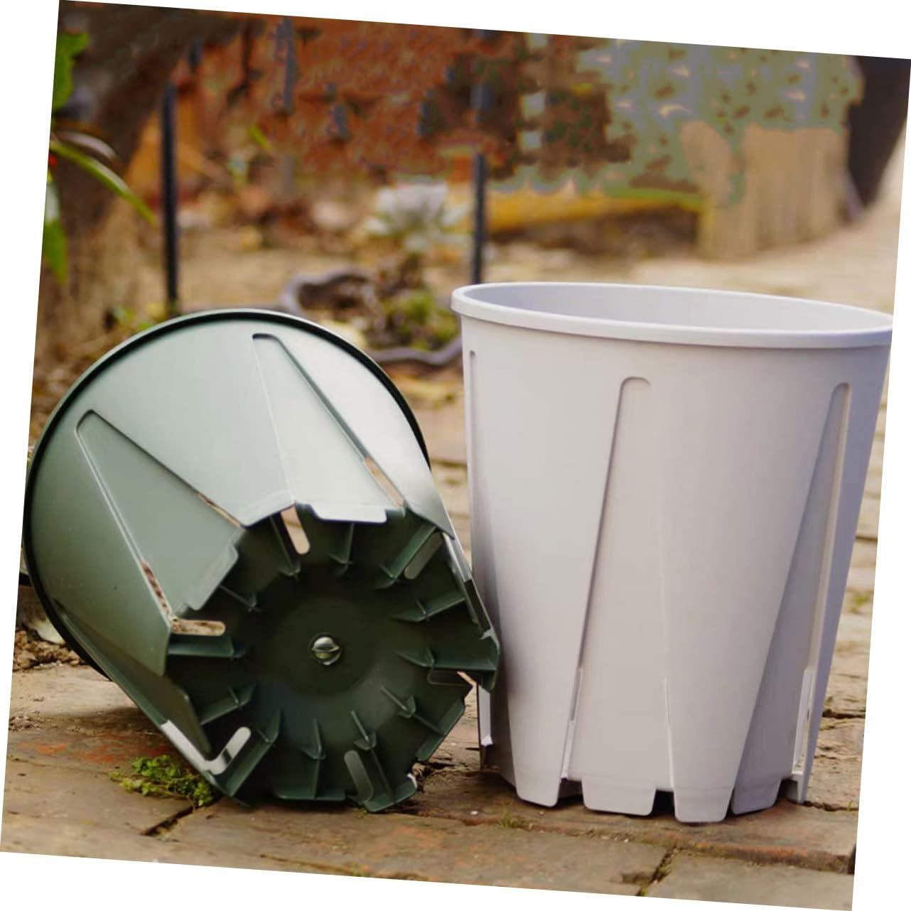 CIMAXIC 3Pcs Plastic Resin Plant Pots Indoor Outdoor Seedling Pots Root Control Elevated Base for Gardening image number 6