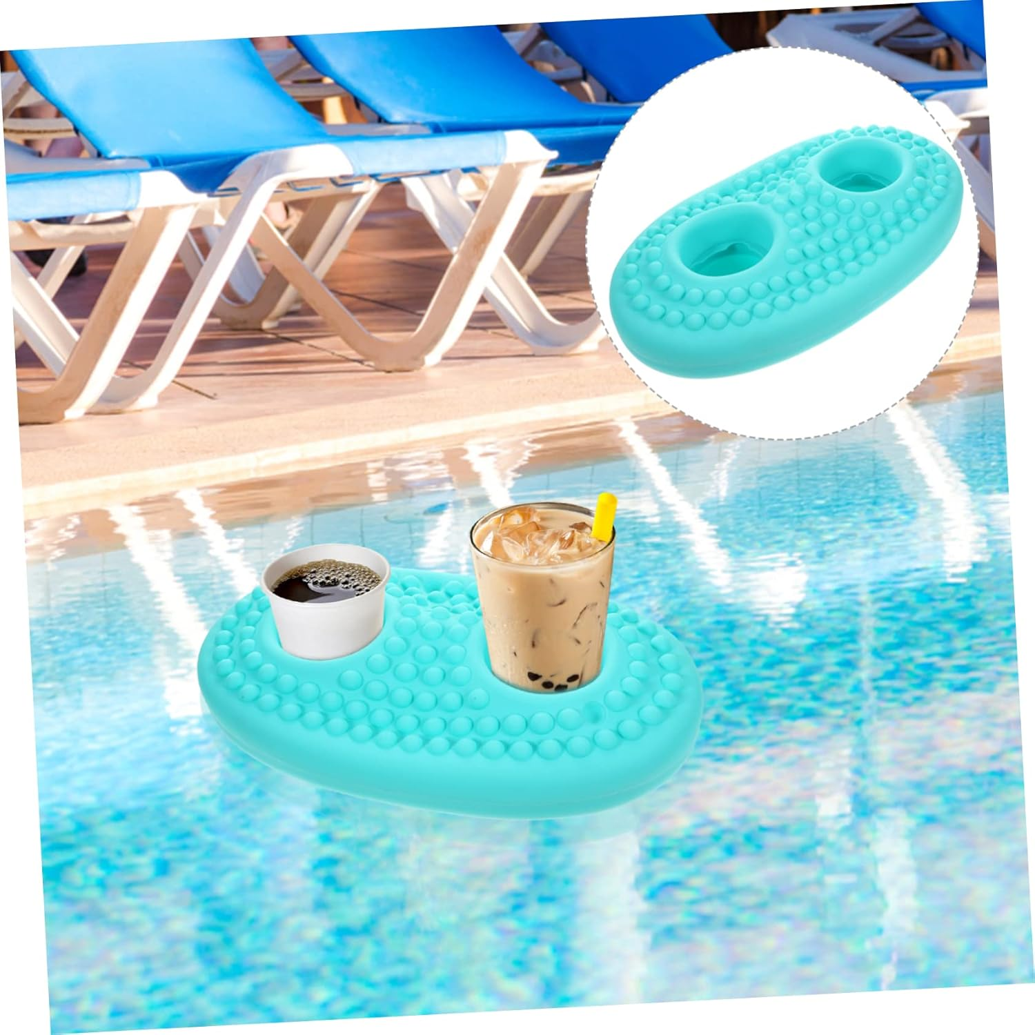 Water Floating Pads Inflatable Drink Holder for Boys and Girls Pool Drink Float Cup Holders for Swimming and Outdoor Fun - Black image number 4