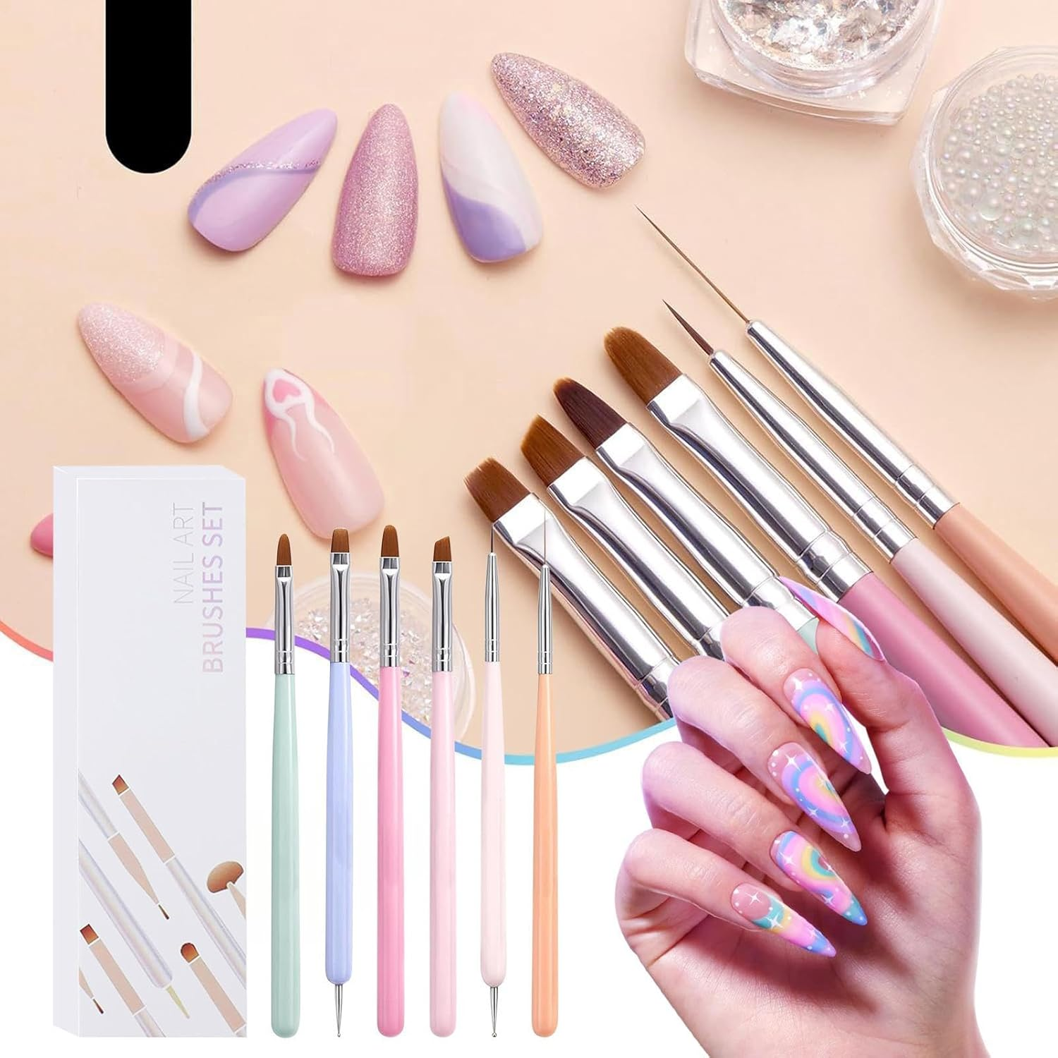 Yulokdwi Nail Paint Pens | Fingernail Polish Pens | Double-Headed Manicure Tool Set Rhinestone Picker for Professional Enthusiasts Women Daily UV Gel Home Studios Travel Indoor Outdoor image number 4