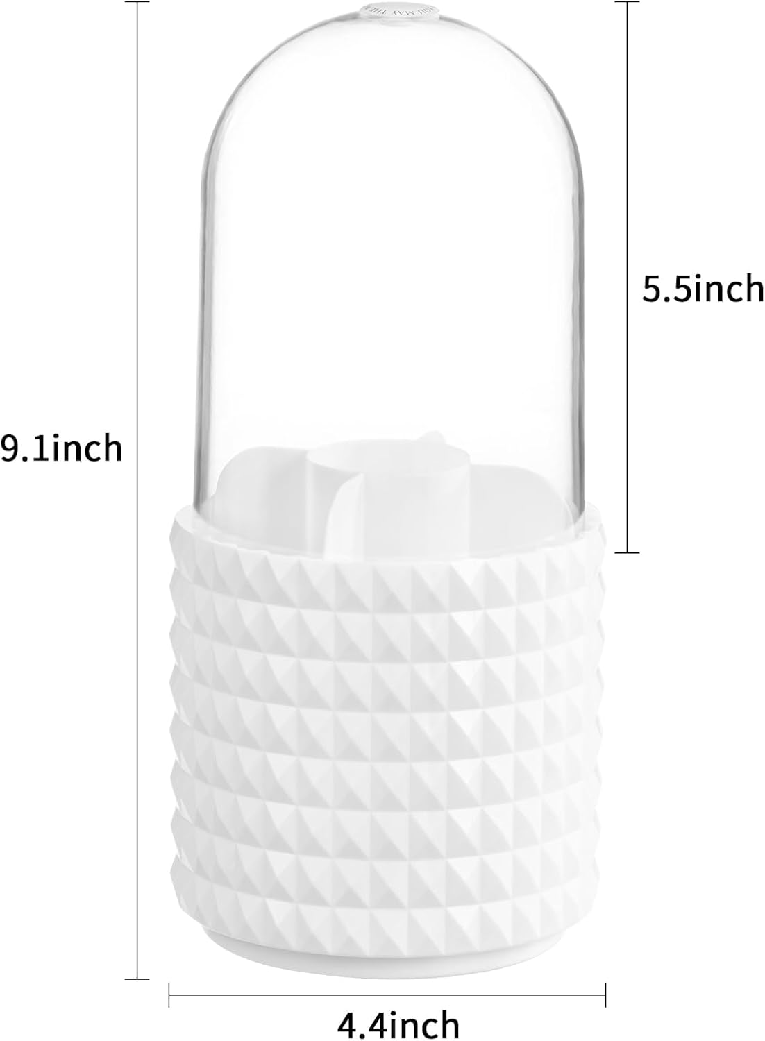 Makeup Brush Holder with Lid, 360 Rotating Makeup Brush Organizer with Cover, Cosmetic Organizer Dustproof, Makeup Brushes Container Spinning Brush Holder for Vanity (White-Lid) image number 6