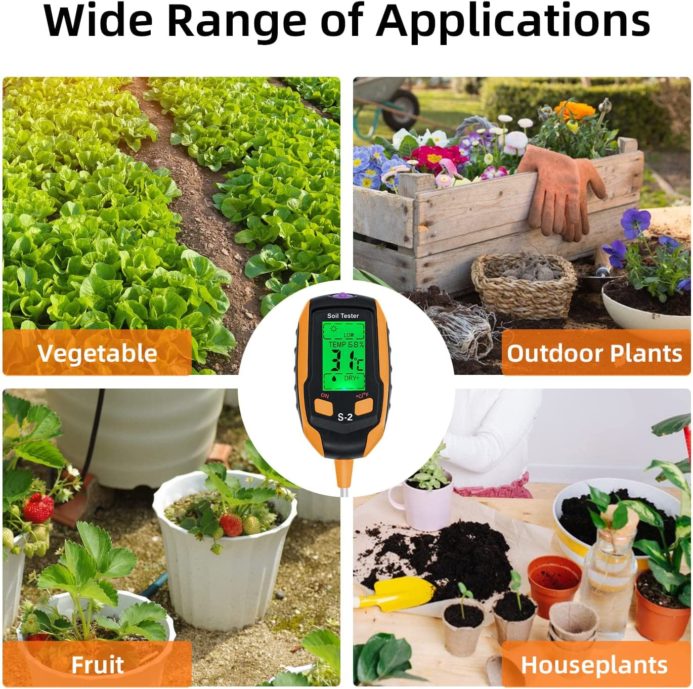 Mcbazel 5-In-1 Soil Ph Tester for Precise Gardening: Ph/Moisture/Light/Temperature and Humidity,Digital Sensor Hygrometer Soil Detector for Gardening Lawn Farming and Outdoor Plants -S2 image number 5