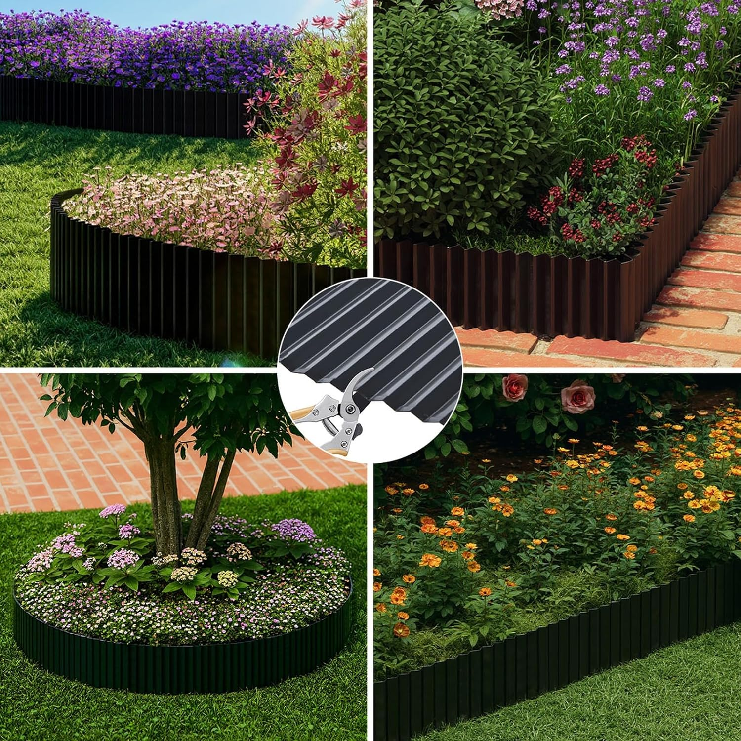 Livsip Garden Edging 10Mx30Cm Landscape Lawn Edge Border for Garden Fence, Lawn, Flower Bed, Paver Edging, Flower Bed Border Flexible Curred or Cut as Needed DIY Fence Steel, Black image number 5