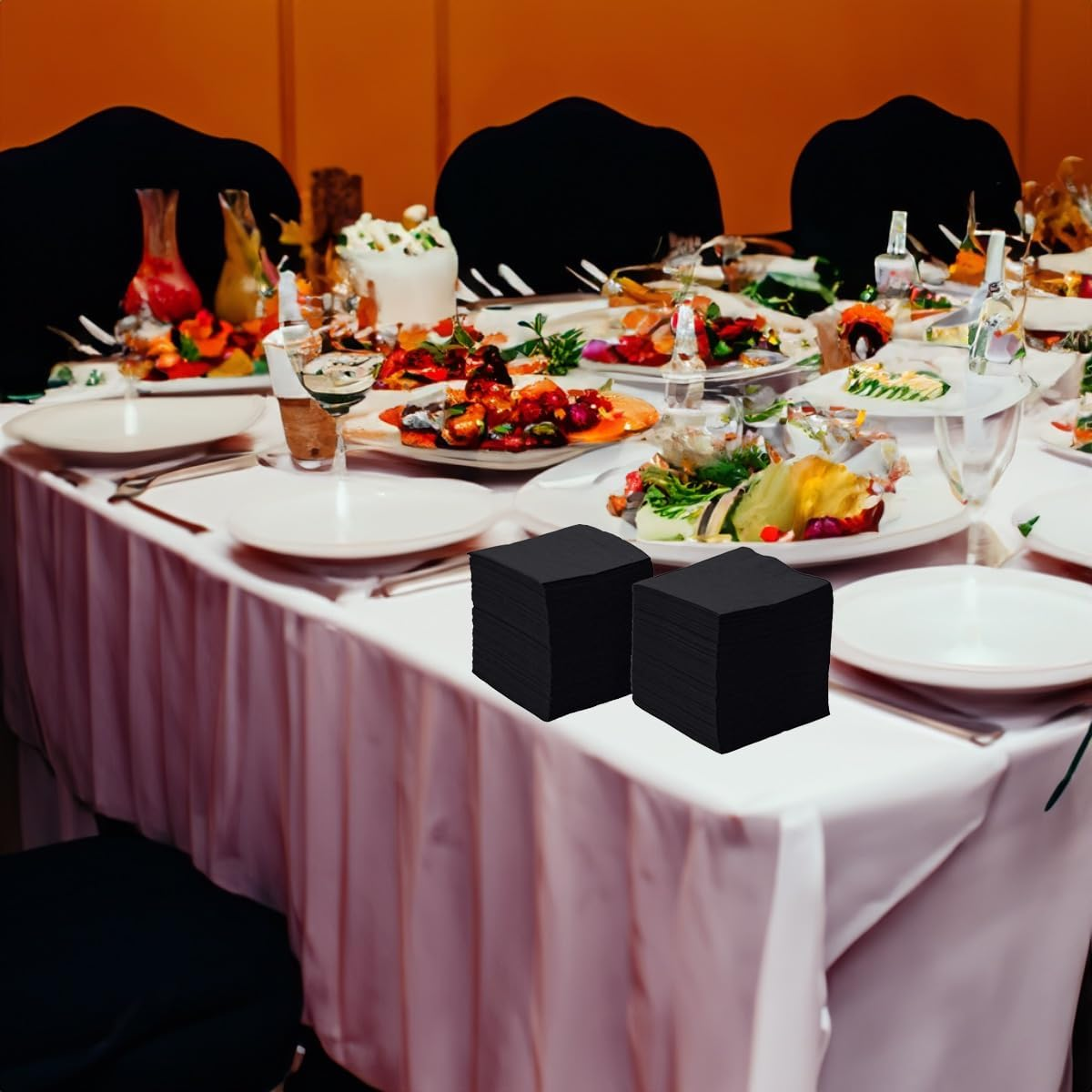 Premium 2 Ply Black Dinner Napkins - Pack of 120 - Elegant for Dining and Parties - Disposable Cocktail Napkins - 9.8" X 9.8" (Paper)