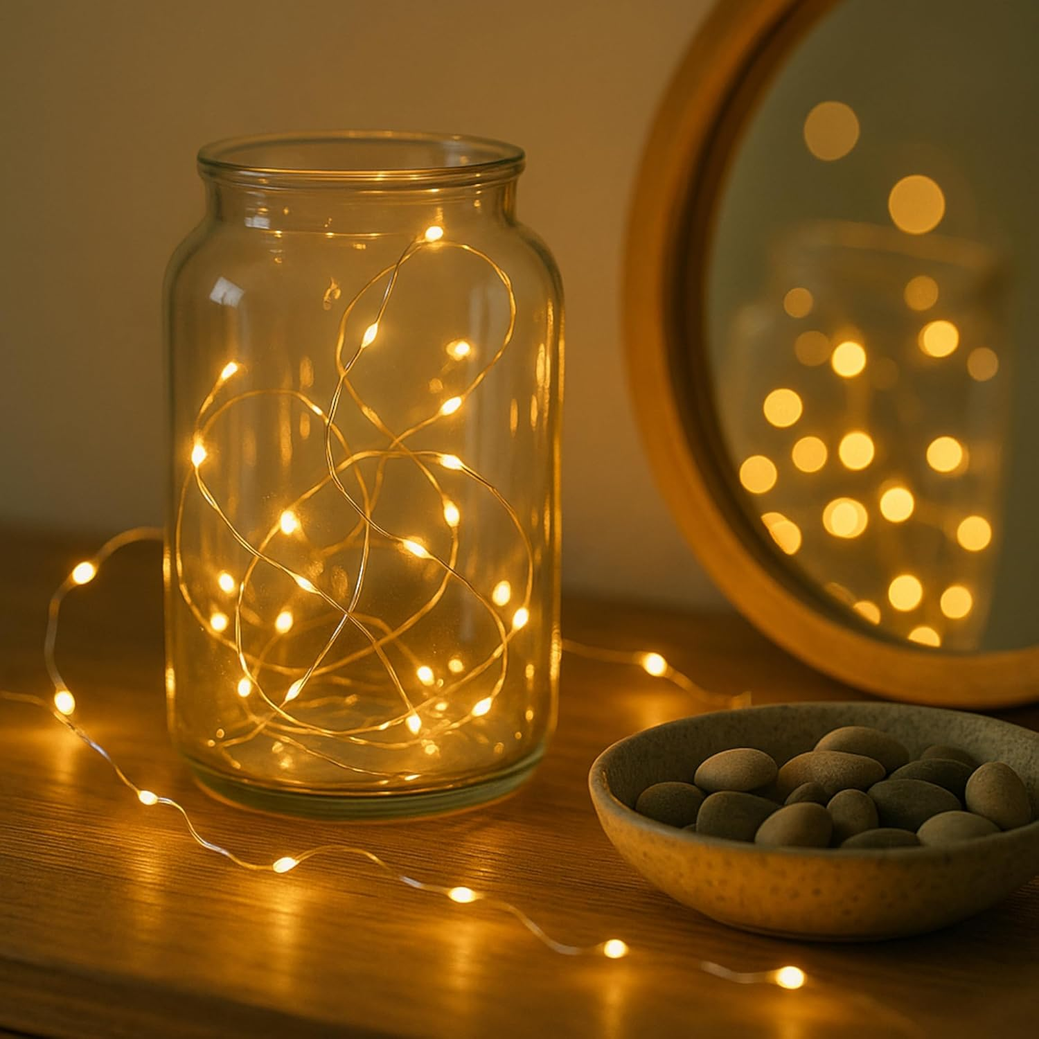 MIJOMA Micro LED Wire Fairy Lights, Warm White, 8 Functions with Twinkle Effect, Timer, Battery Operated, Silver Wire, IP44, for Indoor and Outdoor Use, Atmospheric Christmas Lighting (495 Cm - 100 image number 2