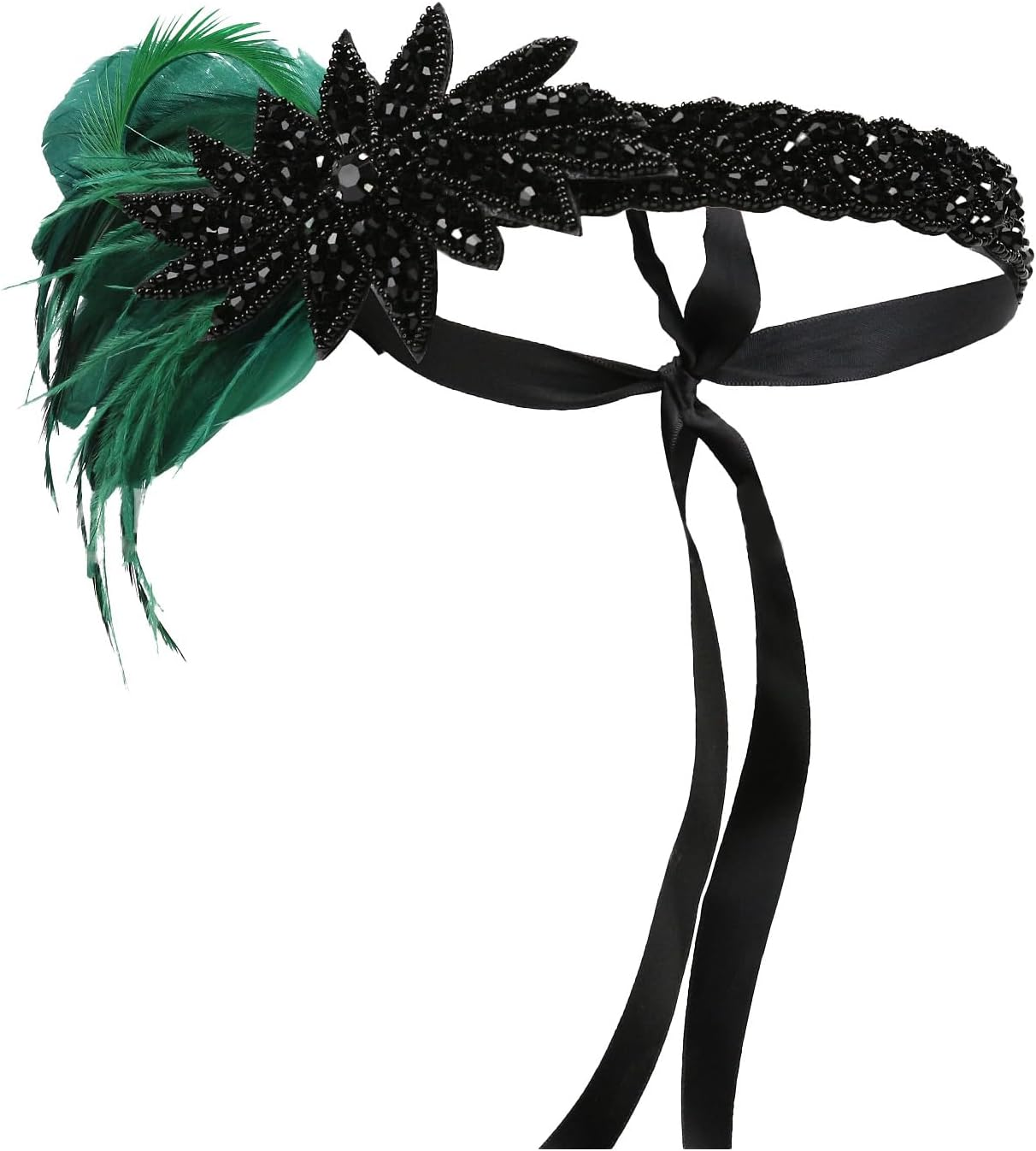 Lufdegim Women'S 1920S Feather Headband, 20S Flapper Feather Hair Band, Gatsby Costume Accessories, Charleston Hairband, Headpiece for Carnival Fancy Dress Costume Theme Party image number 2