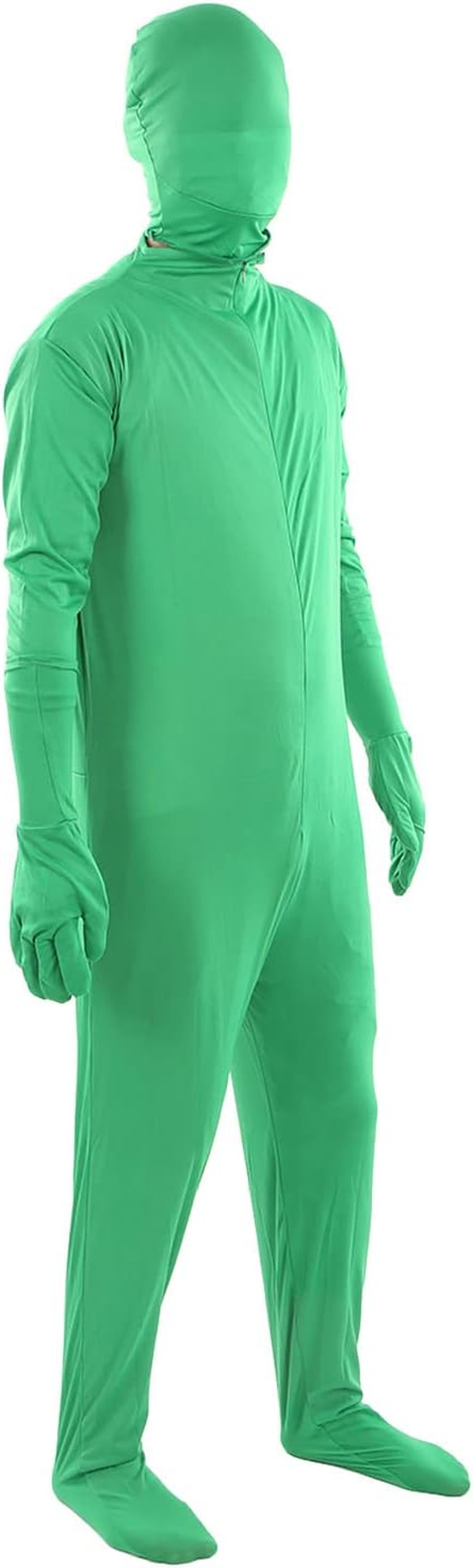 Green Full Bodysuit Men Spandex Stretch Adult Costume Chromakey Disappearing Zentai Unisex Greenman Body Suit for Photo Video Photography Effect, Spandex Stretch (160Cm) - 180Cm Full Bodysuit image number 3