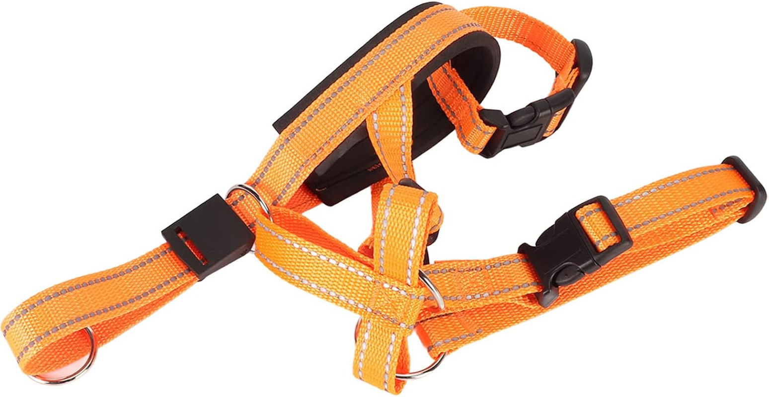 Dog Head Halter Muzzle, Padded Nose Bridge Breathable Orange Headcollar Dog Muzzle Adjustable Front Control Design for Walking (M) image number 6