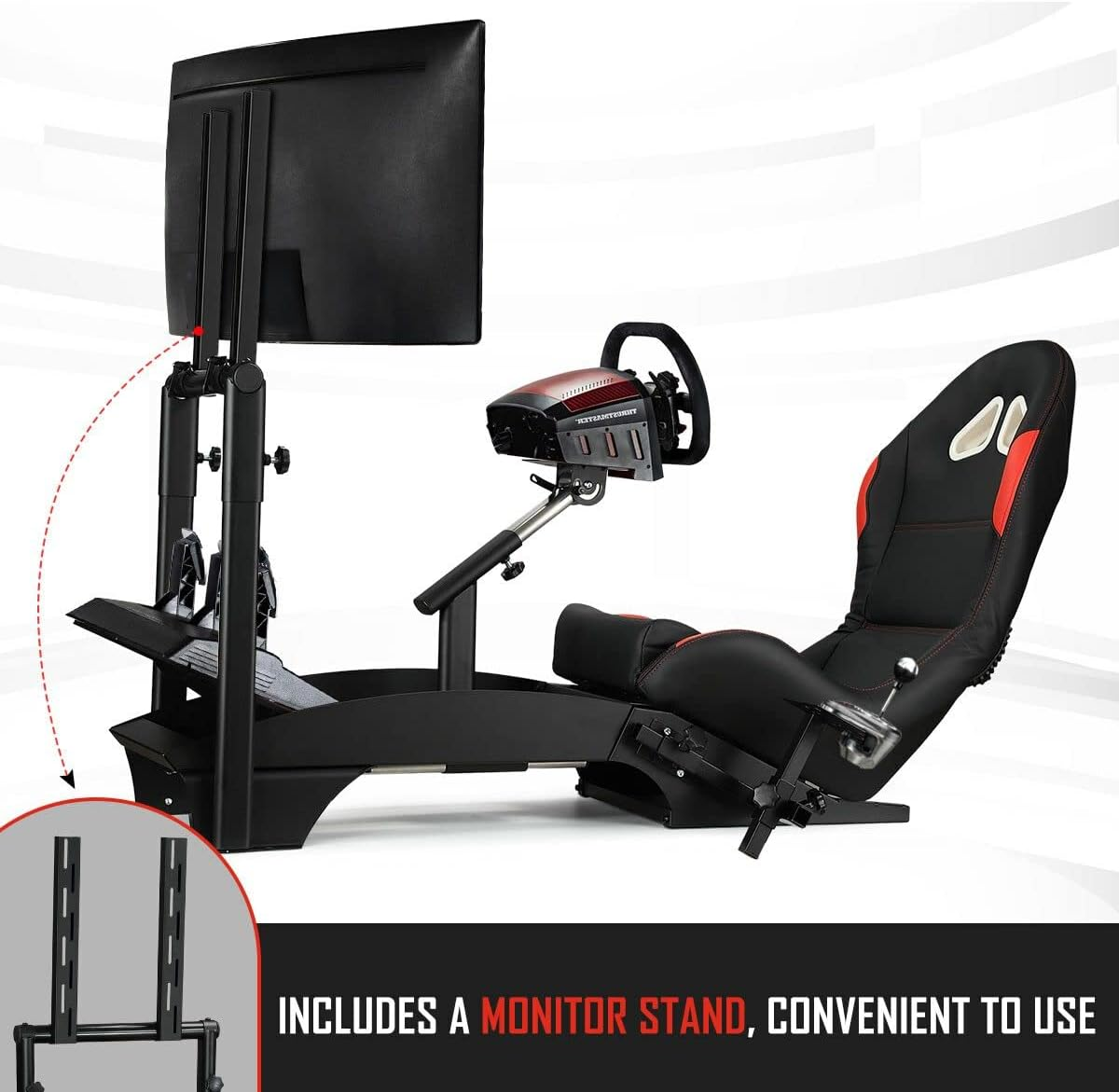 AUSWAY Racing Simulator Gaming Chair with Monitor Stand Racing Wheel Stand Cockpit Adjustable with Seat Logitech G25 G27 G29 G920 Xbox Xbox360 PS2 PS3 PC WII image number 6