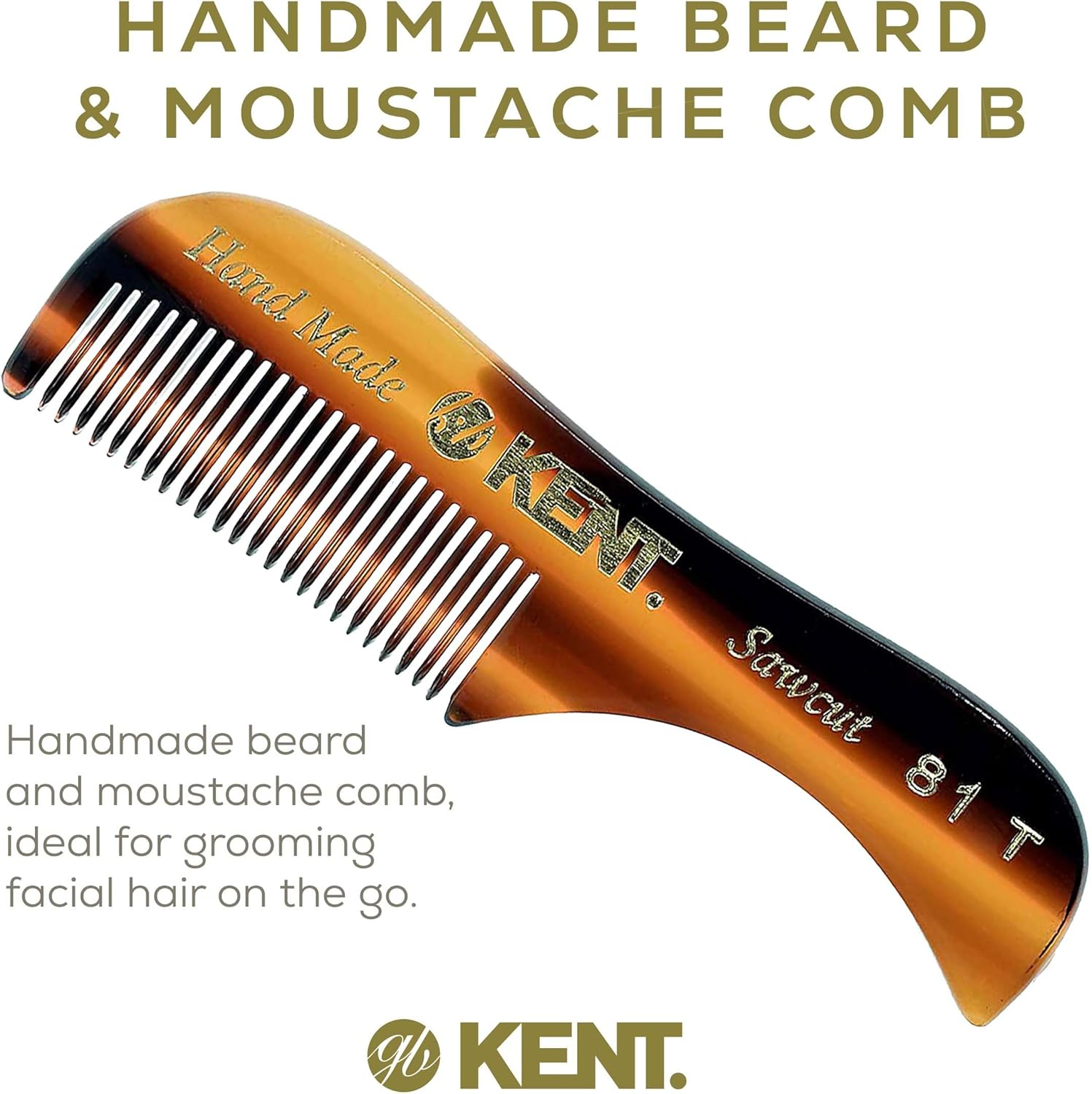 Kent a 81T X-Small Gentleman'S Beard and Mustache Pocket Comb, Fine Toothed Pocket Size for Facial Hair Grooming and Styling. Saw-Cut of Quality Cellulose Acetate, Hand Polished. Hand-Made in England image number 4