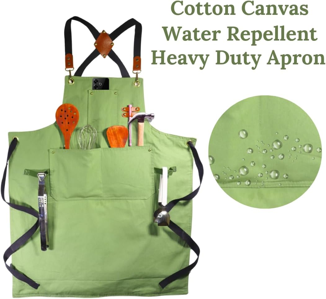Heavy Duty Cotton Apron for Men & Women| Suitable for Home Kitchen | Triple Layer Waterproof Apron | Adjustable Strap for Chefs, Painters and Many More image number 3