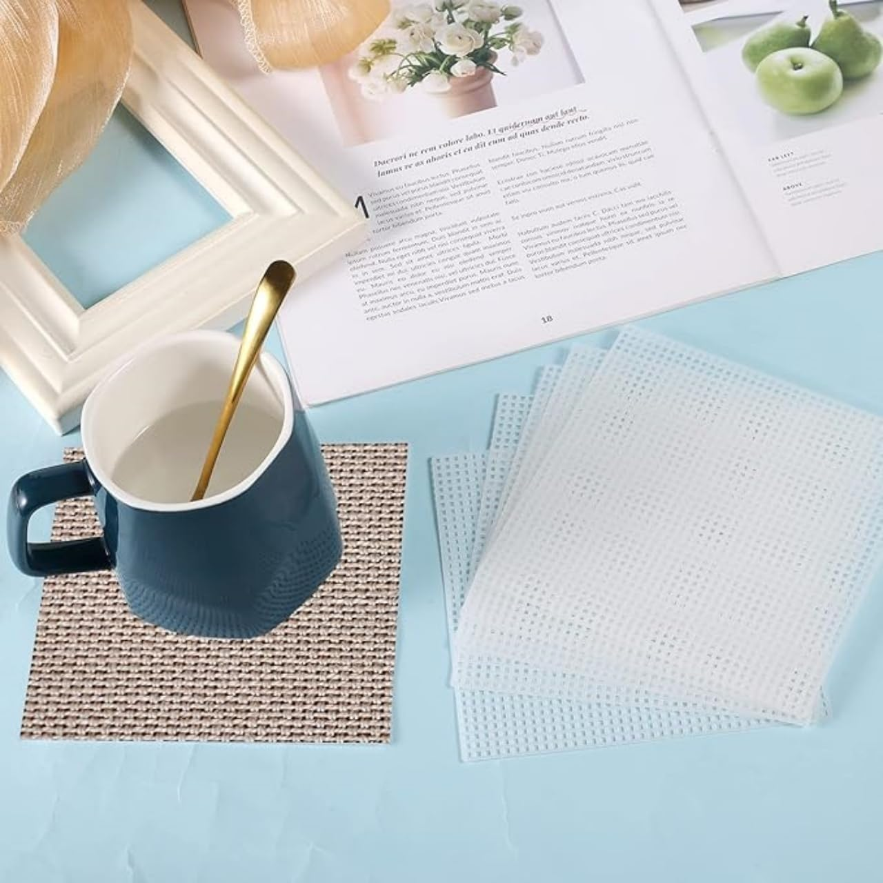 20Pcs Plastic Canvas Sheets, 7CT Clear Plastic Mesh Canvas Sheets for Embroidery Making, Cross Stitch Plastic Aida Mesh Screen for Crafts DIY Crochet Projects(5.4X5.4Inch) image number 2