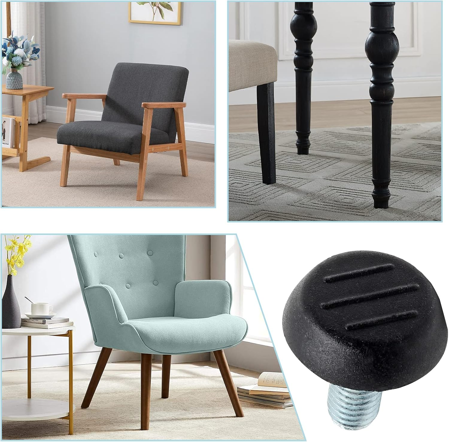 Auvotuis 20 Pcs M8 Adjustable Furniture Levelers Screw on Furniture Glide Leveling Foot Screw in Threaded for Chair, Table, Furniture Legs (M8 X 15Mm) image number 6