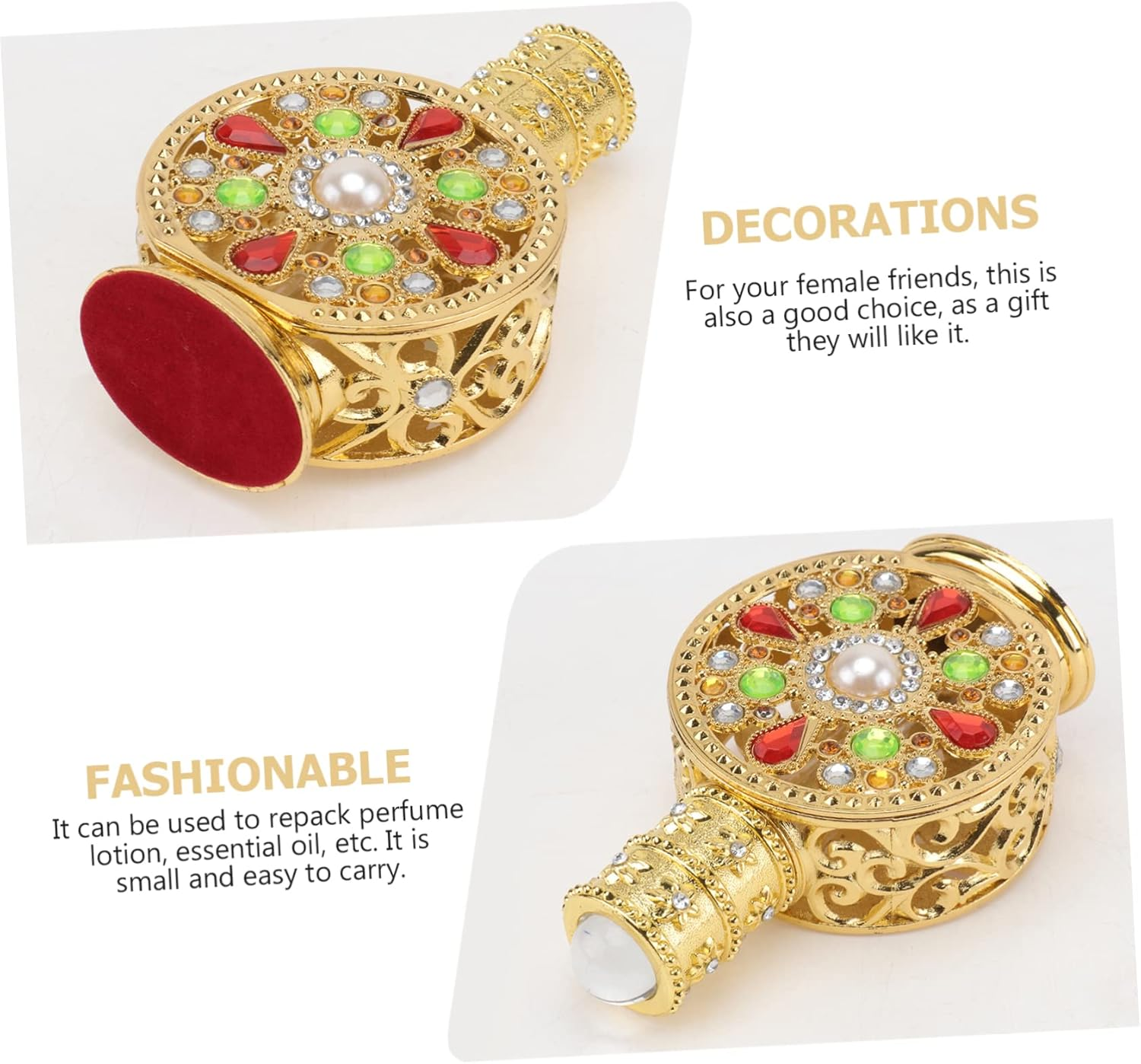 STOBAZA 2Pcs Glass Perfume Bottle Empty Storage Bottle for Essential Oils Inlaid Perfume Holder for Fragrance Decant image number 5