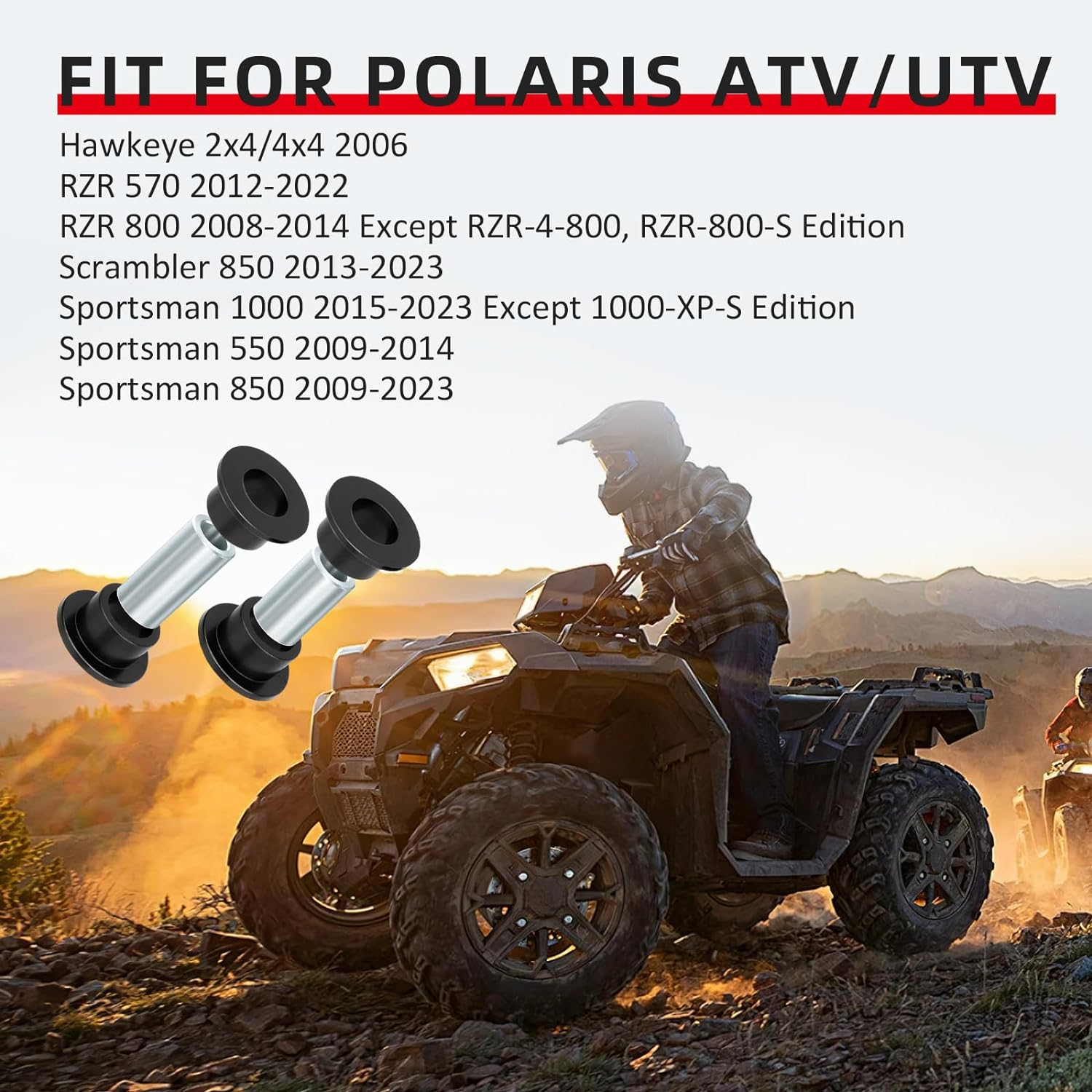 JAVIK Front Shock Bushing Sleeve Kit for Polaris RZR 800 570 Sportsman 550 850 1000 Scrambler 850 image number 4