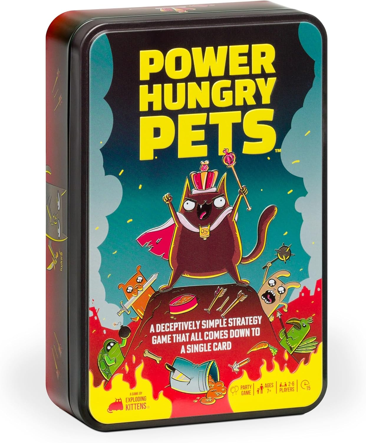 Exploding Kittens | Power Hungry Pets in Collectible Tin | 2-6 Players - Ages 7+ - 15 Mins | Strategic and Simple Card Game - Party Game, Family Game Night, Kid and Adult Card Game image number 3