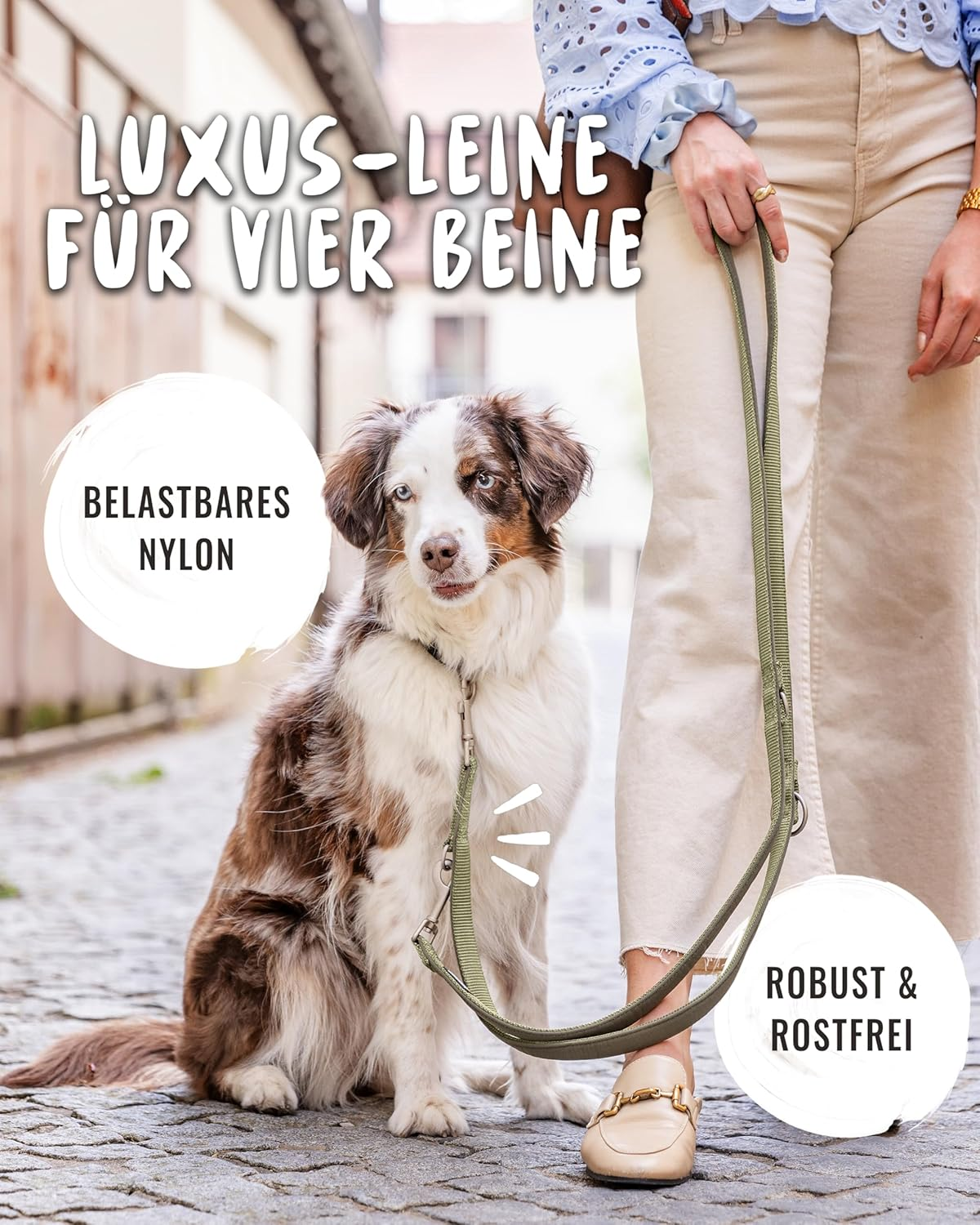 Rudelk&ouml;nig Bella Dog Lead - 2.30 M Length - Adjustable Dog Lead for Medium and Large Dogs - Dog Lead in Khaki image number 2