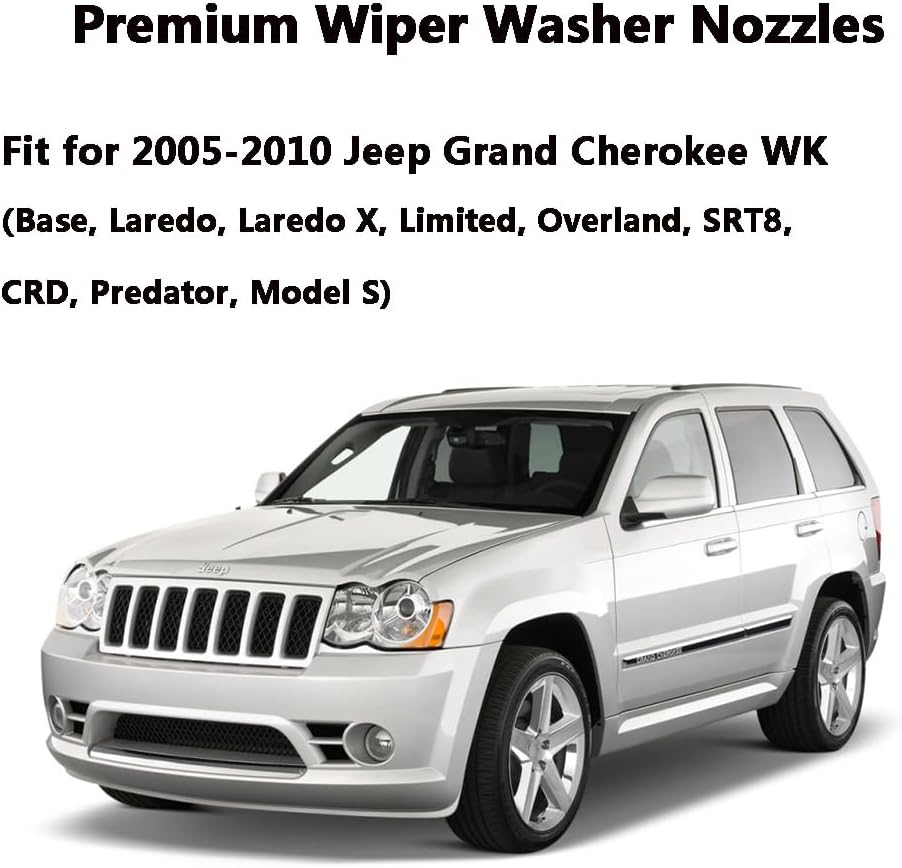 68260443AA Premium Wiper Washer Nozzles Fit for 2005-2023 Jeep Grand Cherokee WK WK2 WL Windshield Washer Fluid Jet Nozzle | Easy to Install | 2 Pack, Ref 55372143AB, Grand Cherokee Accessories image number 4