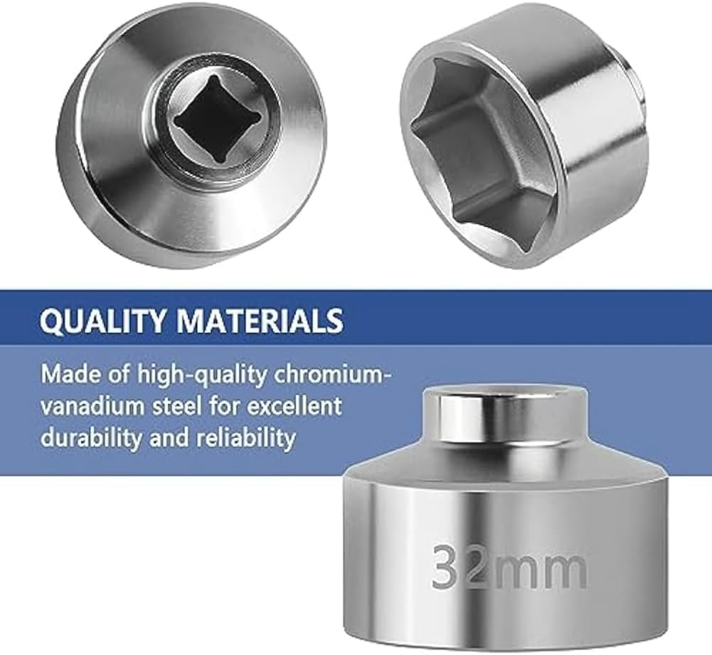 Zicojia 32Mm Socket-Oil Filter Wrench Tool,Steel Quickly Oil Filter Removal Tool,3/8Inch Drive Oil Filter Socket Tool Easy Install Easy to Use image number 4