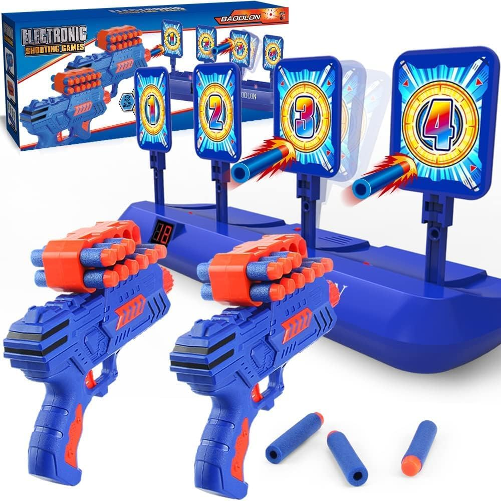 Shooting Game Toy for Age 5, 6, 7, 8, 9, 10+ Years Old Kids, Boys - Digital Shooting Targets with Foam Dart Toy Gun - Electronic Scoring Board Games for Kid - Ideal Gift - Compatible with Nerf Toy Gun