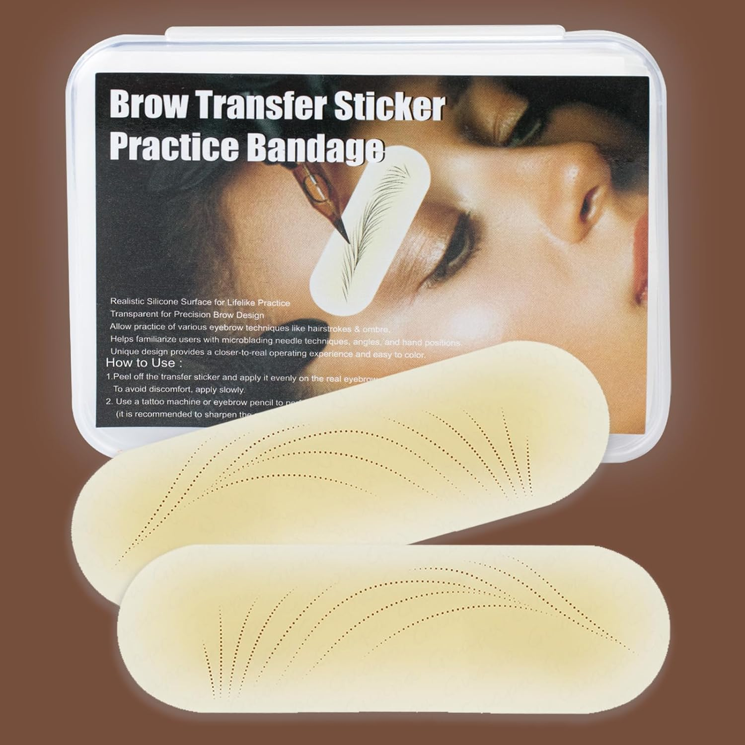10 Pairs of Eyebrow Transfer Stickers - Realistic Silicone Tattoo Practice Skin with Pre-Drawn Brow Pattern for Microblading & Permanent Makeup Training (Pack of 20 Blank)