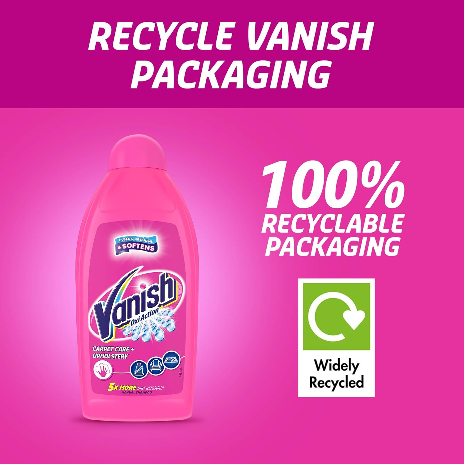 Vanish Hand Shampoo Clean and Fresh Large Area Carpet Cleaner 450 Ml - Pack of 3 image number 3