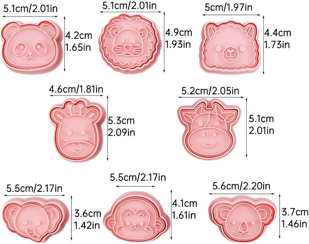 8PCS Cartoon Animal Cookie Cutters Set, Animal Plastic Cookie Stamps, Cute 3D Baking Molds for Biscuit, Fondant, Cheese, Chocolate,Diy Bakings Cake Fondant Pastry Baking Supplies image number 6
