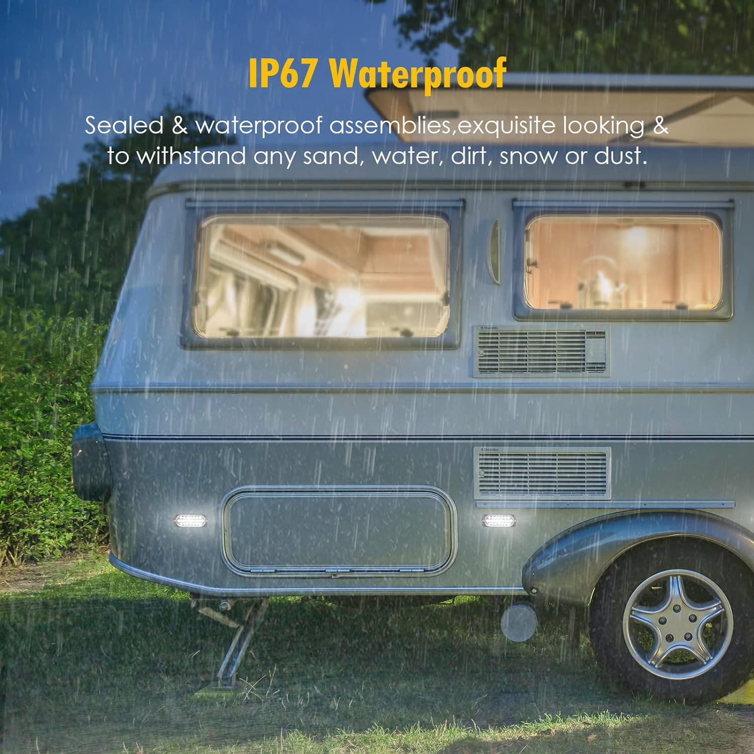 Partsam 2Pcs 4.4" White 24 LED Trailer Side Marker Clearance Lights, Aluminum Housing Surface Mount Reverse/Backup/Running Lights for Motorcycle Trailer Truck Tractor RV, IP67 Waterproof