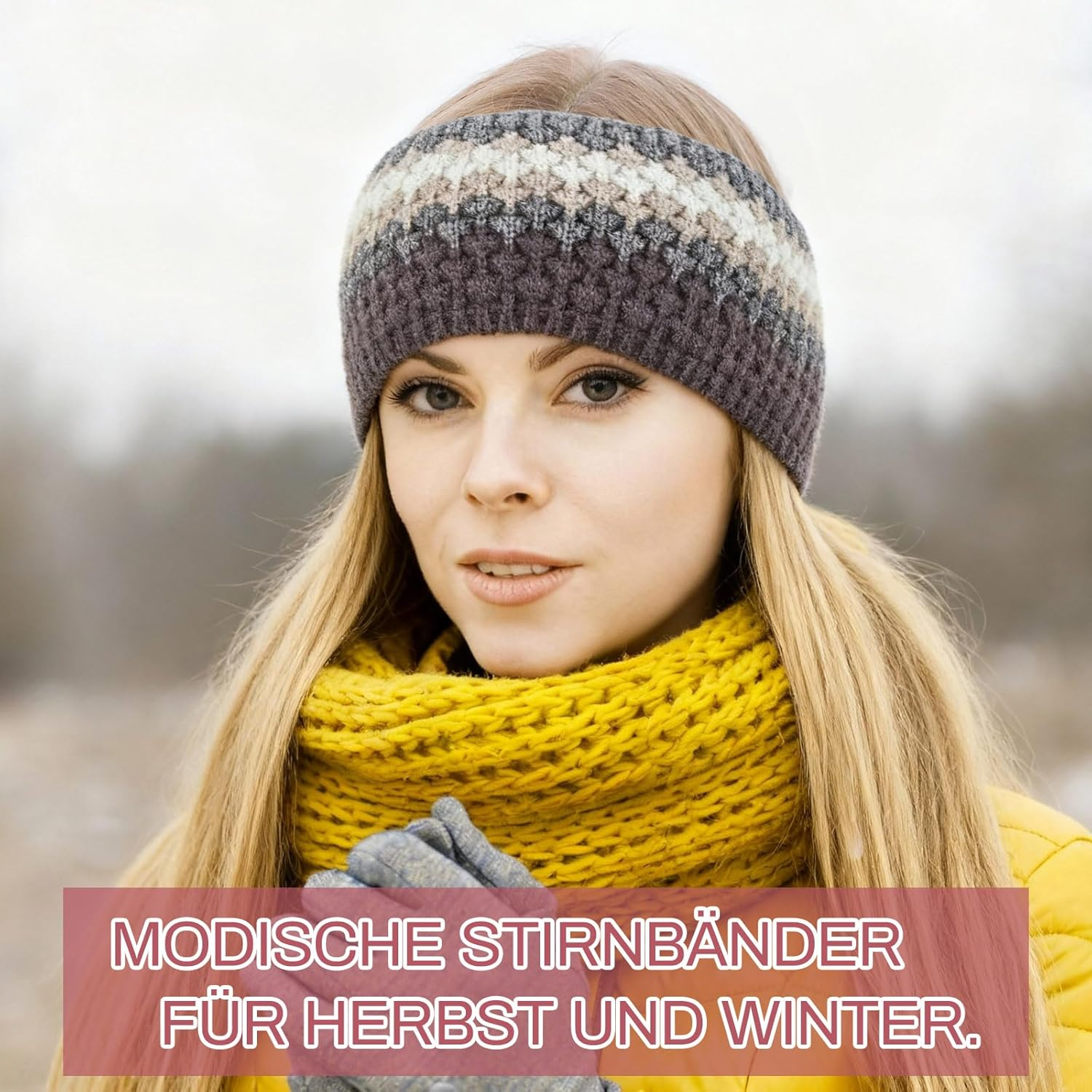 Xuniea Women'S Winter Hiking Headband Wool Ear Warmer Headbands Pack of 2 image number 2