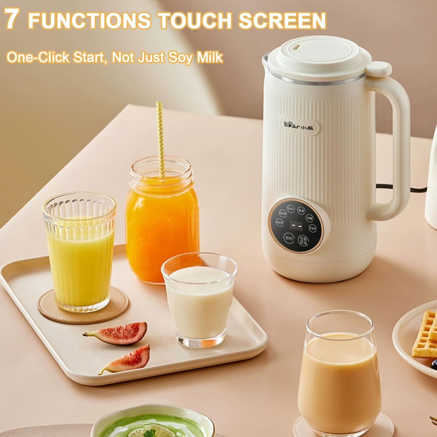 Bear Soy Milk Maker, 600Ml Multi-Functional Automatic Almond Milk, Nut Milk, Oat Milk, Corn Juice, Rice Paste, Juice Maker with 12H Delay Start & 2H Keep Warm, Stainless Steel, Auto Clean image number 4
