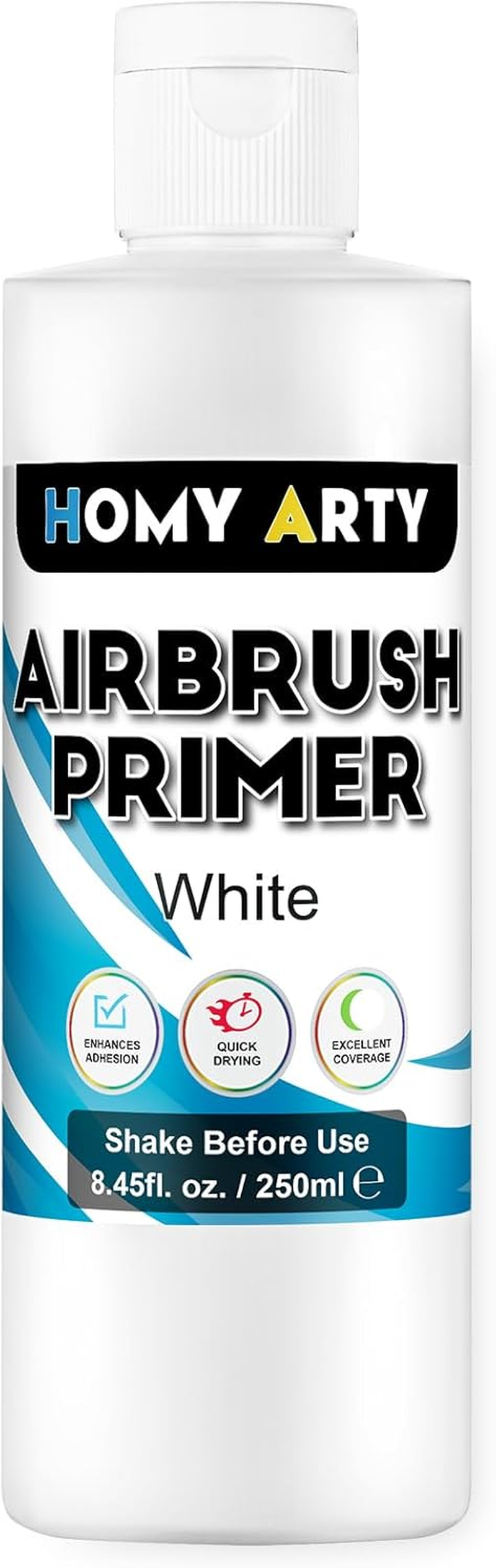 HOMY ARTY Black Airbrush Primer - Acrylic Primer for Airbrush, 8.45 Fl.Oz. Quick-Drying Matte Finish Paint, for Acrylic Paint with Excellent Adhesion to Plastic Models, Metal, Canvas