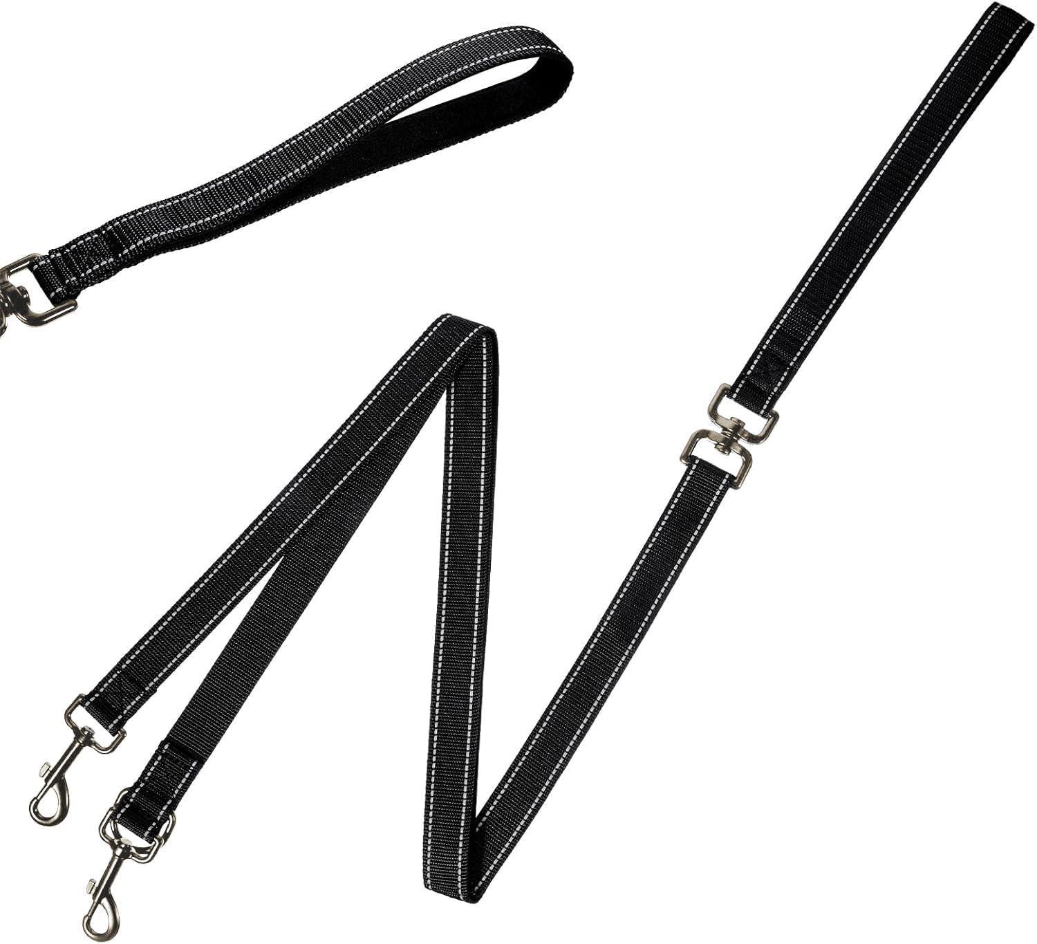 Two Point Control Dog Leash, Double Dog Leash, Training Leash, Multifunctional Double-Ended Dog Leash, Works with No Pull Harnesses, Ideal for Anti-Pulling Dog Training for Any Leash (Black, One Size) image number 2