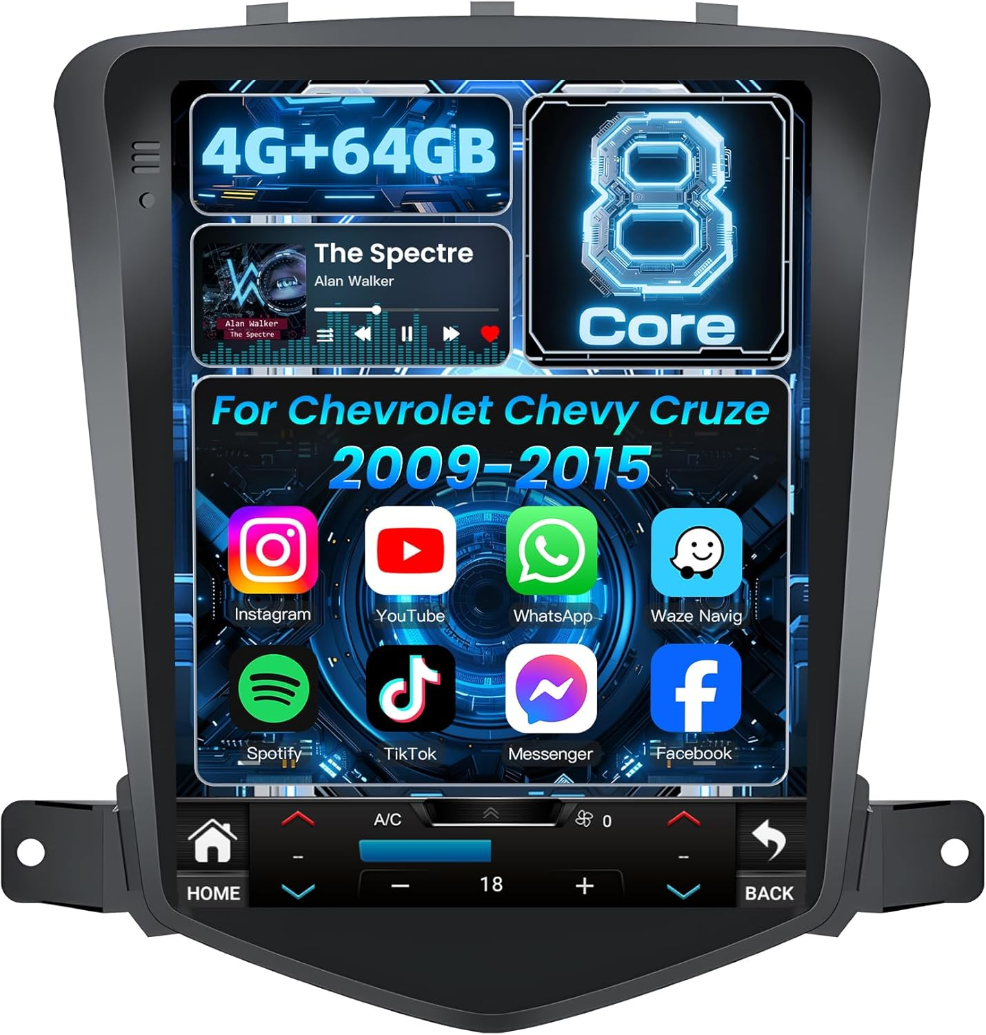 8 Core 4G RAM 64G ROM Car Radio for Chevrolet Chevy Cruze 2009-2015: Upgrade HD Touch Screen Replacement Stereo Wireless Carplay Android Auto Bluetooth 5.0 GPS 5G Wifi SWC AM FM DSP image number 5