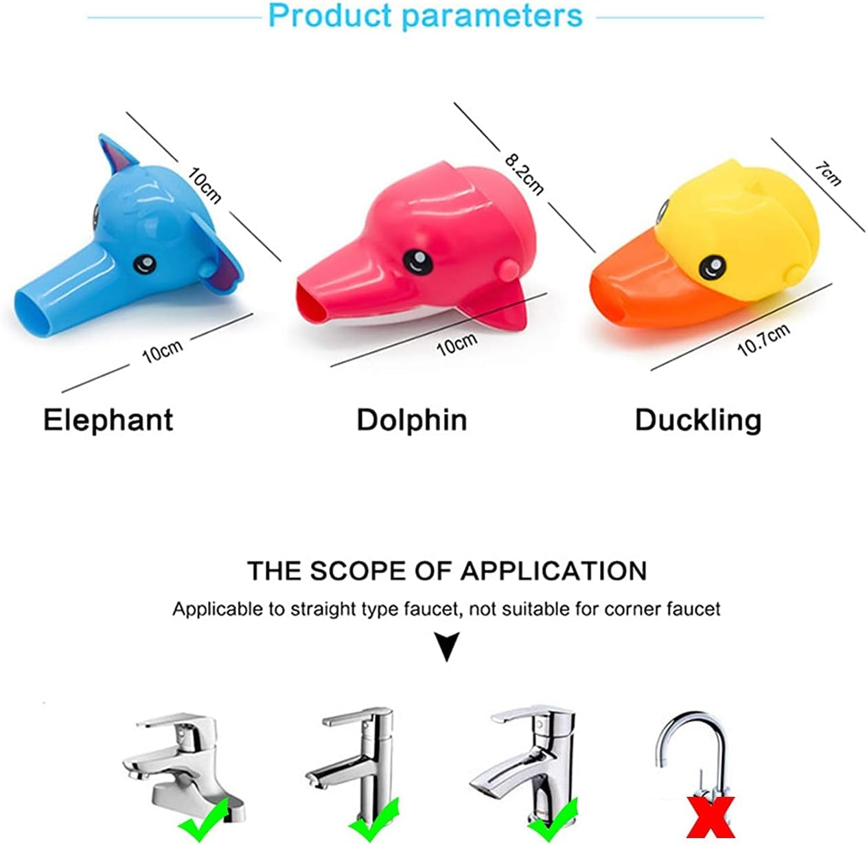 Faucet Extender for Kids, EVSOFMLF 3Pcs Faucet Cover Cartoon Faucet Extender Sink Hand Extender Washing for Children, Toddler, Baby Fun and Safe (Blue Dolphi, Yellow Duck, Pink Elephant) image number 5