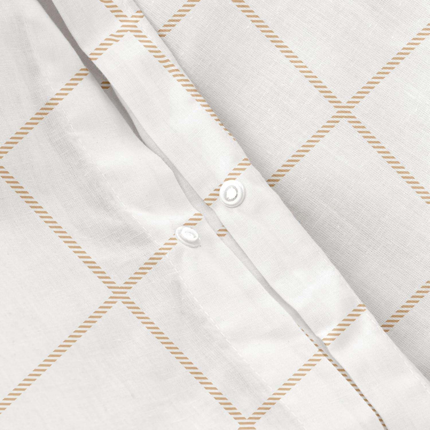 GAMUSI Beige Check Bedding Set 180 CM 100% Cotton + 2 Pillowcases 50 X 95 CM image number 4